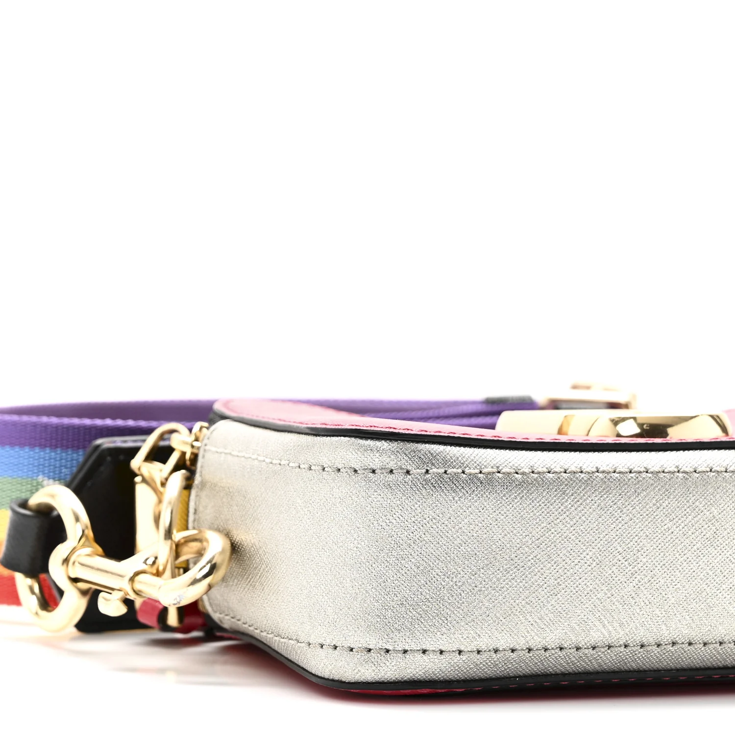 Saffiano Rainbow Strap Color Block Small Snapshot Camera Bag Pink Multicolor - Image 8