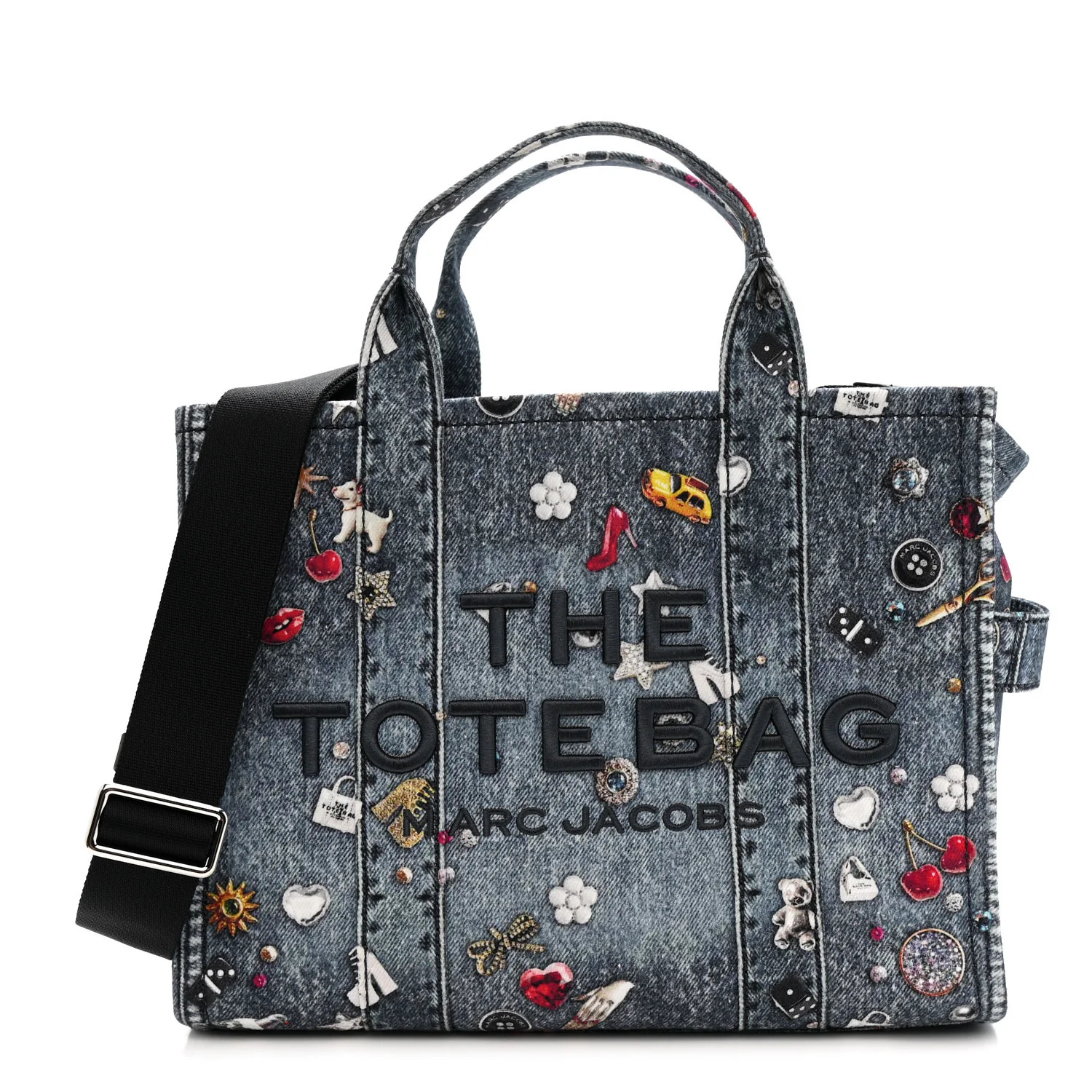 The Trompe L'Oeil Trinket Denim Canvas Medium The Tote Bag Blue