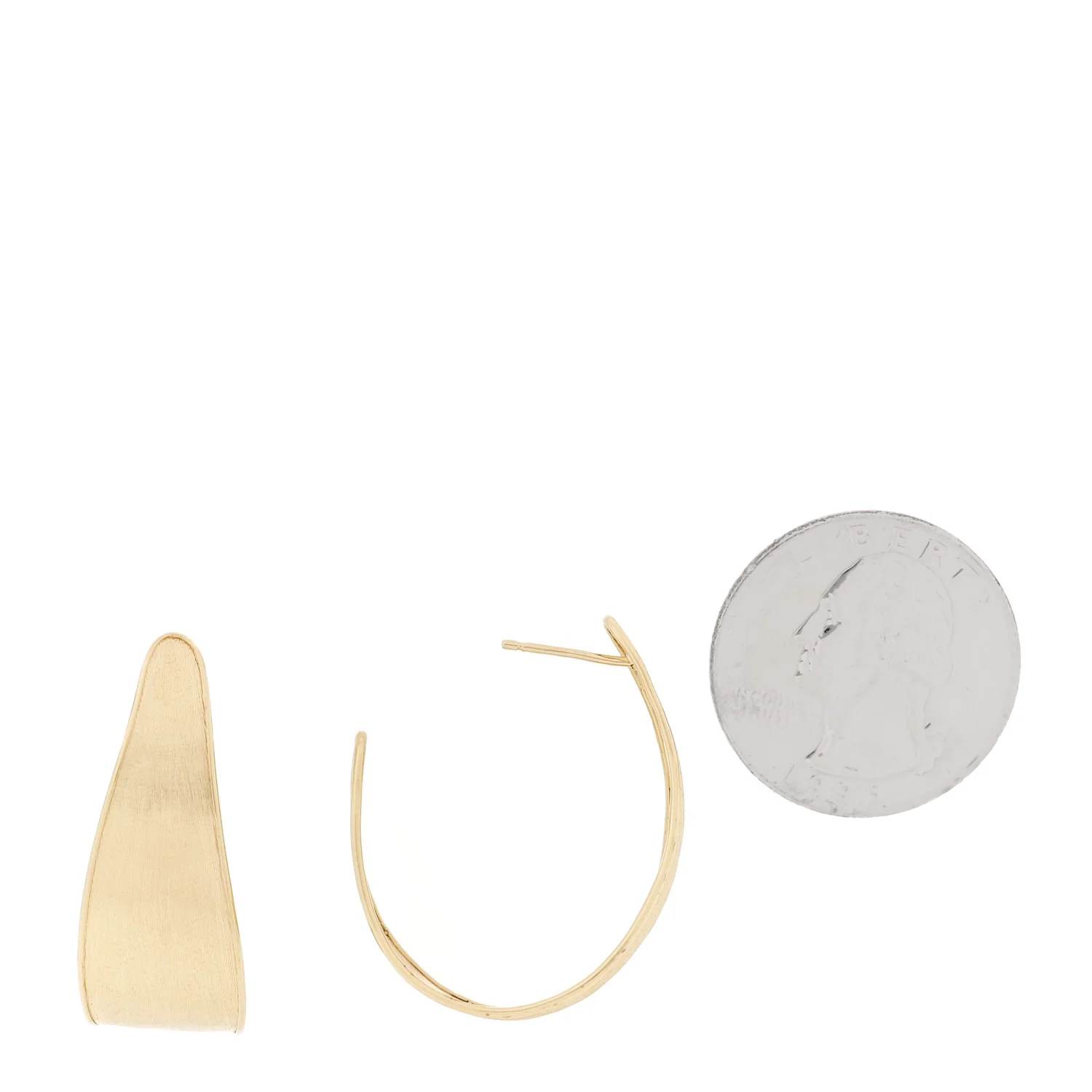 18K Yellow Gold Small Lunaria Drop Earrings - Image 2