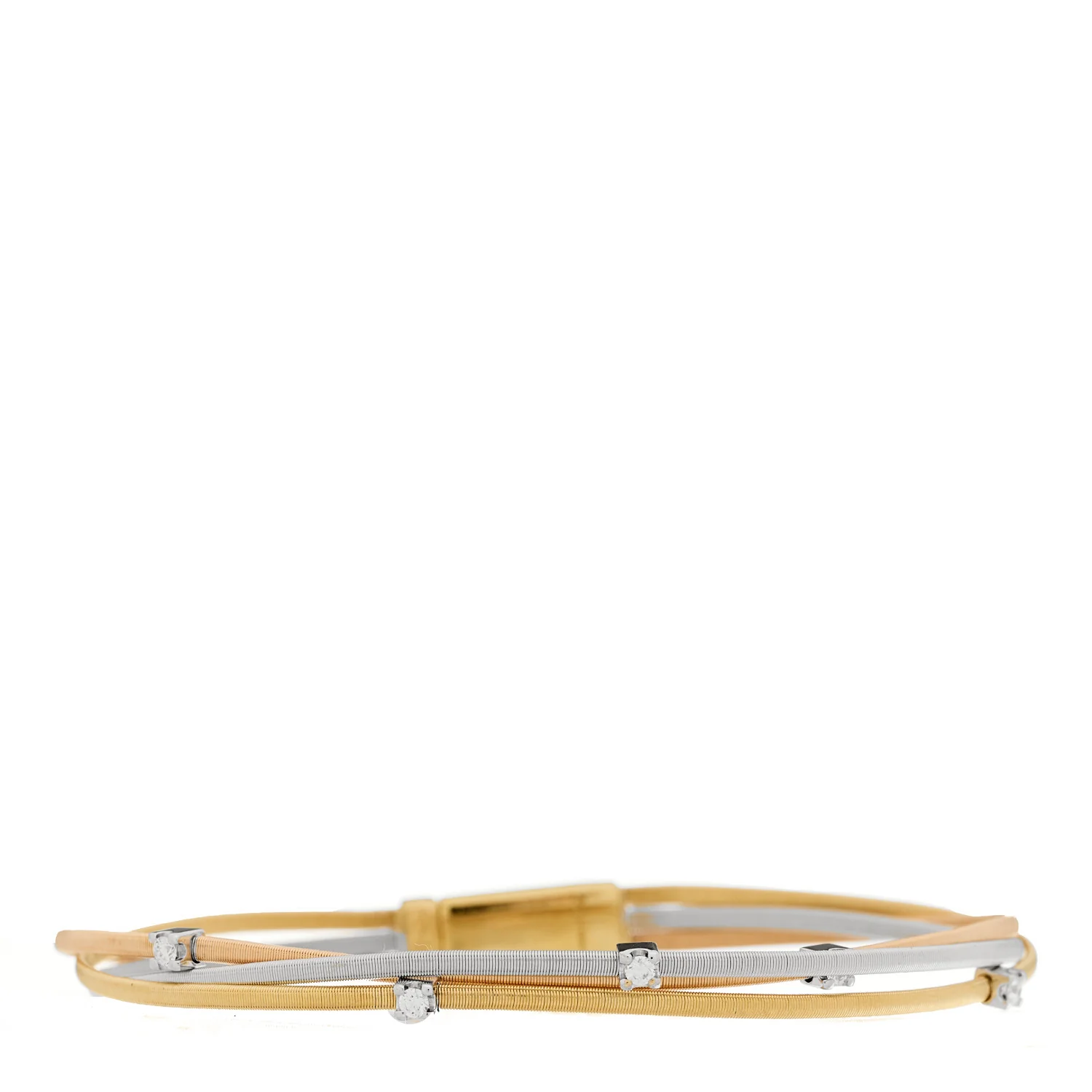 18K Yellow Rose White Gold Diamond Goa Three Strand Bracelet - Image 2