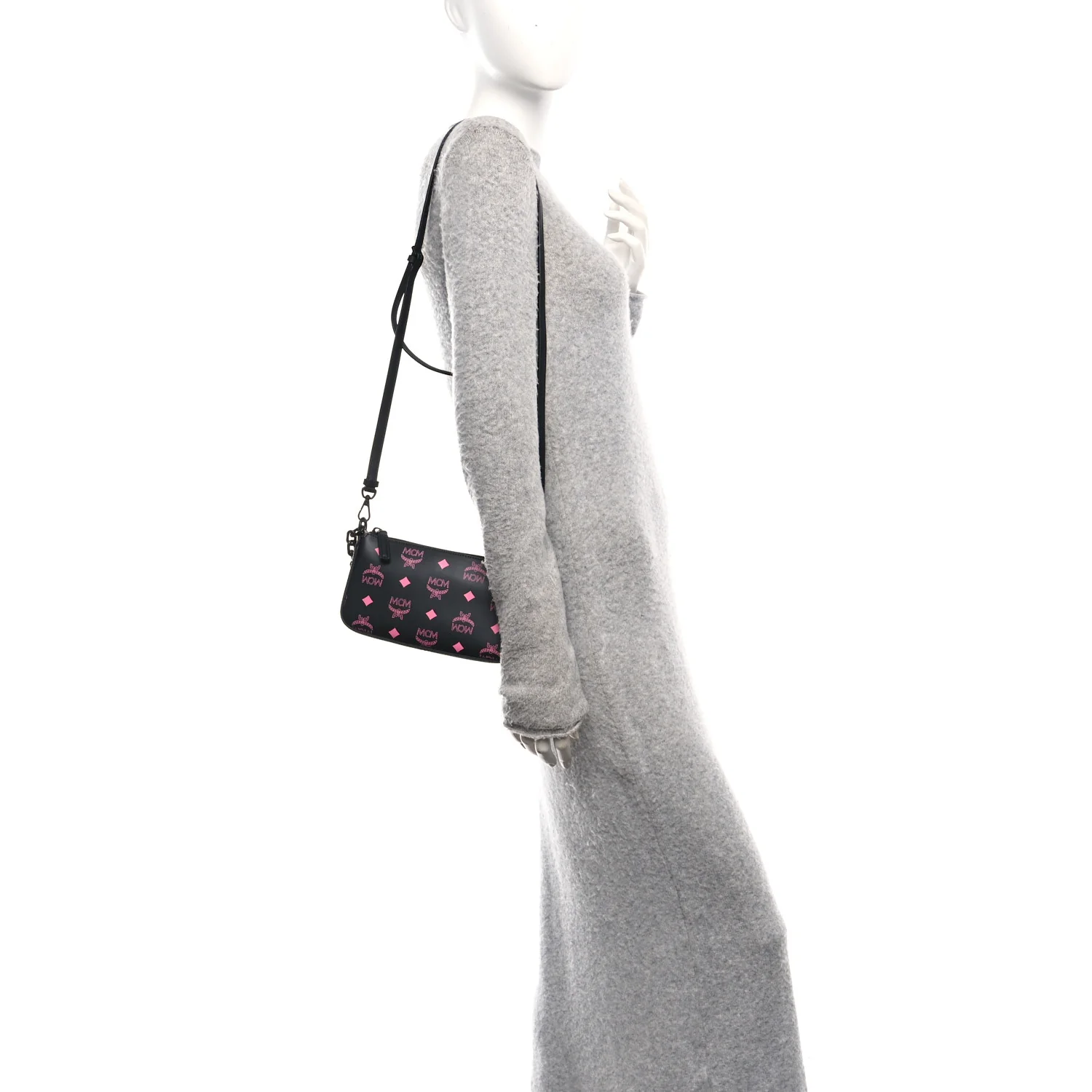 Calfskin Color Splash Pouch on Chain Black Pink - Image 3
