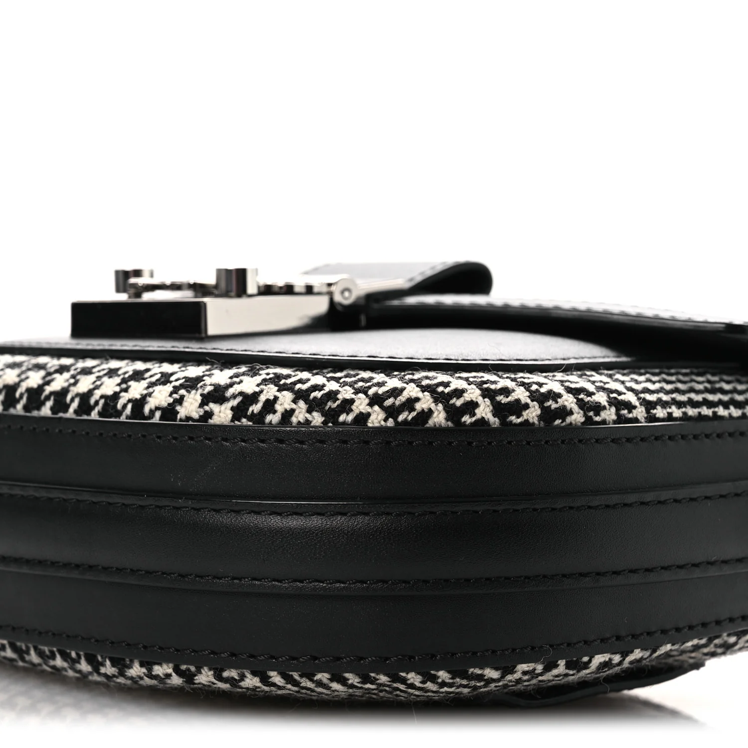 Calfskin Houndstooth Mini Patricia Belt Bag Black White - Image 10