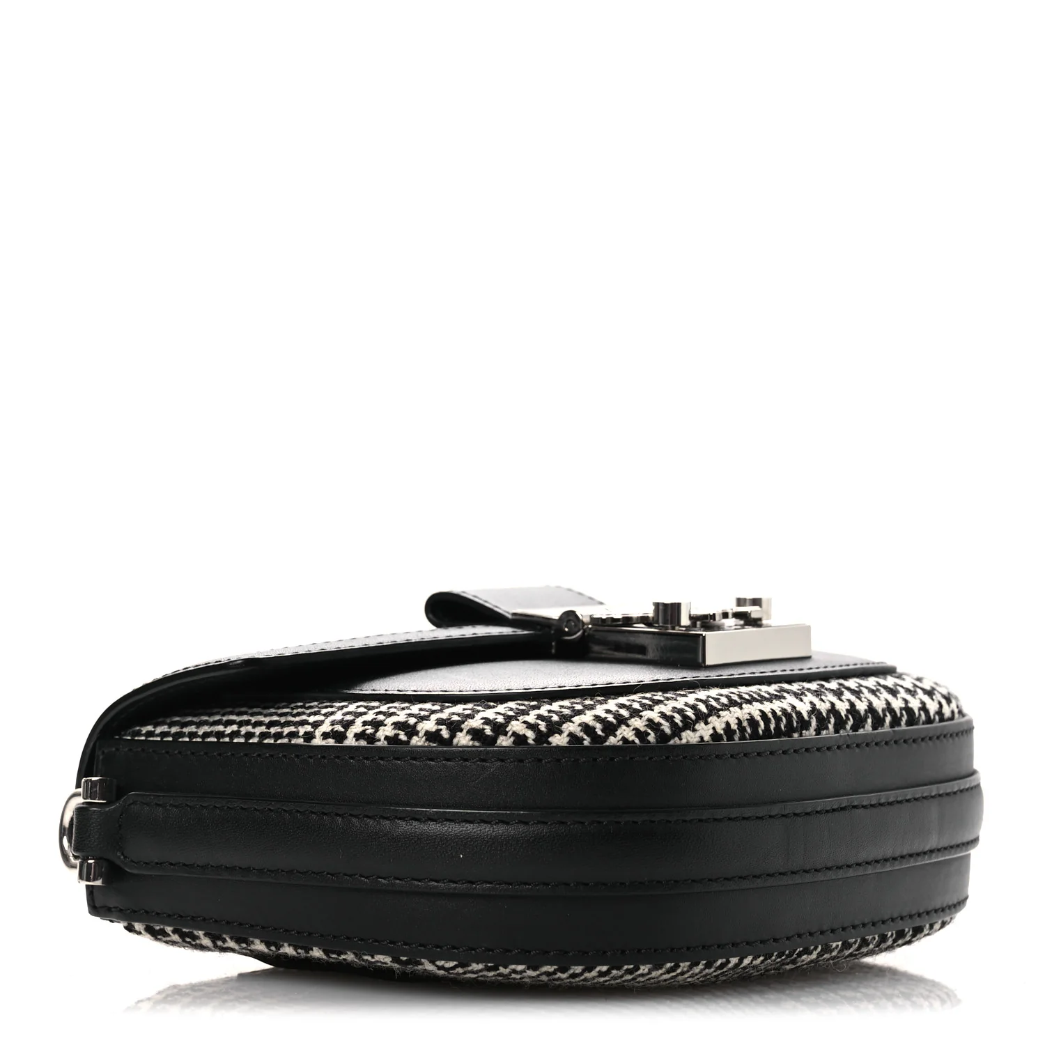 Calfskin Houndstooth Mini Patricia Belt Bag Black White - Image 4