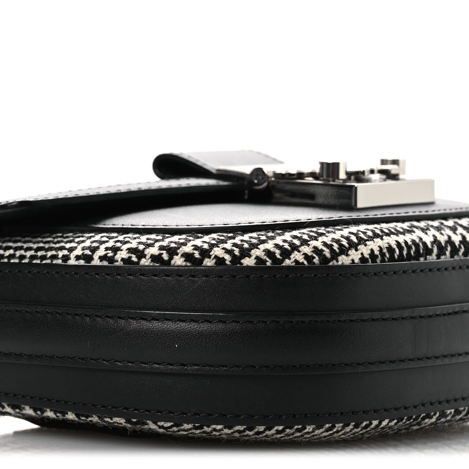 Calfskin Houndstooth Mini Patricia Belt Bag Black White - Image 9