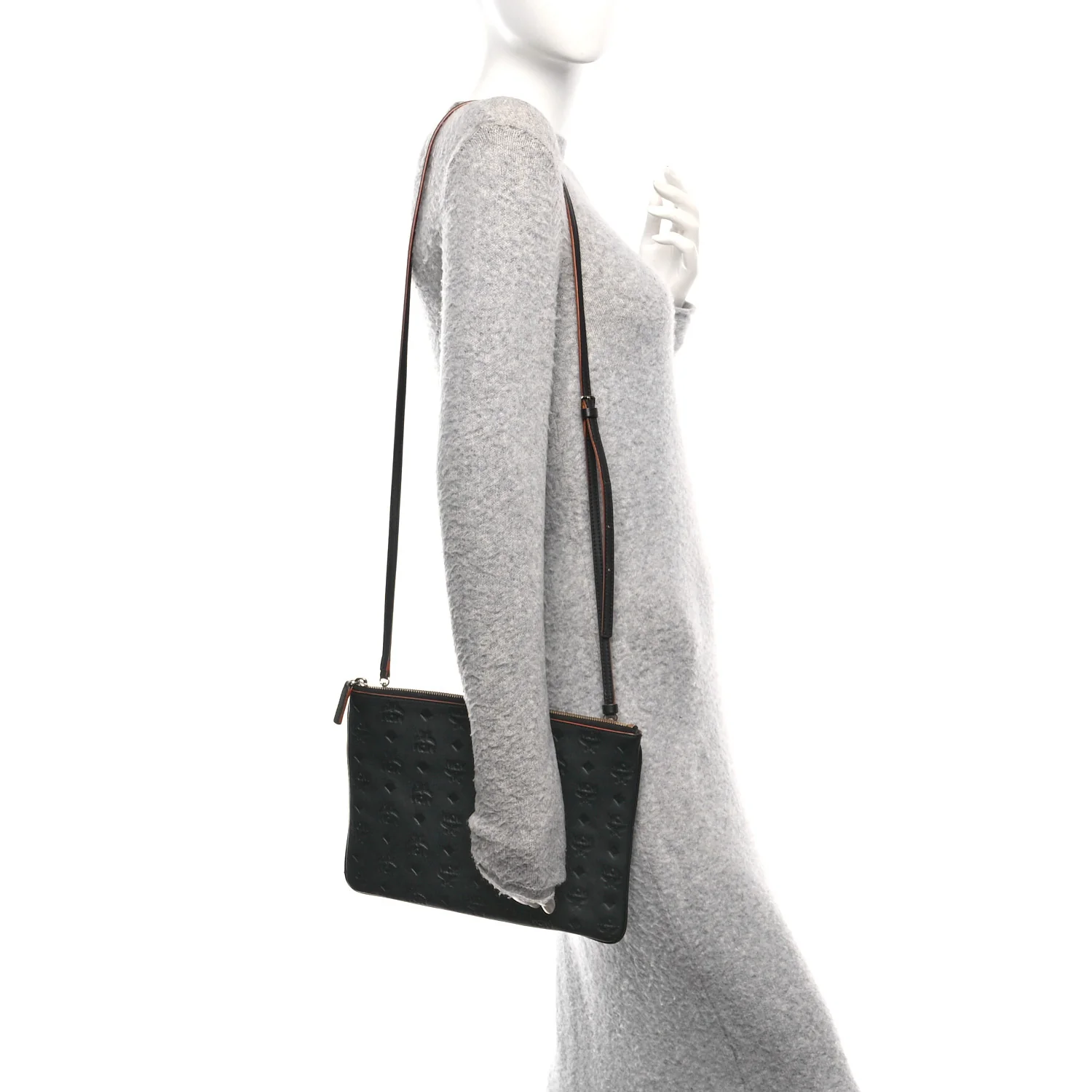 Calfskin Ottomar Monogram Medium Crossbody Pouch Black - Image 10