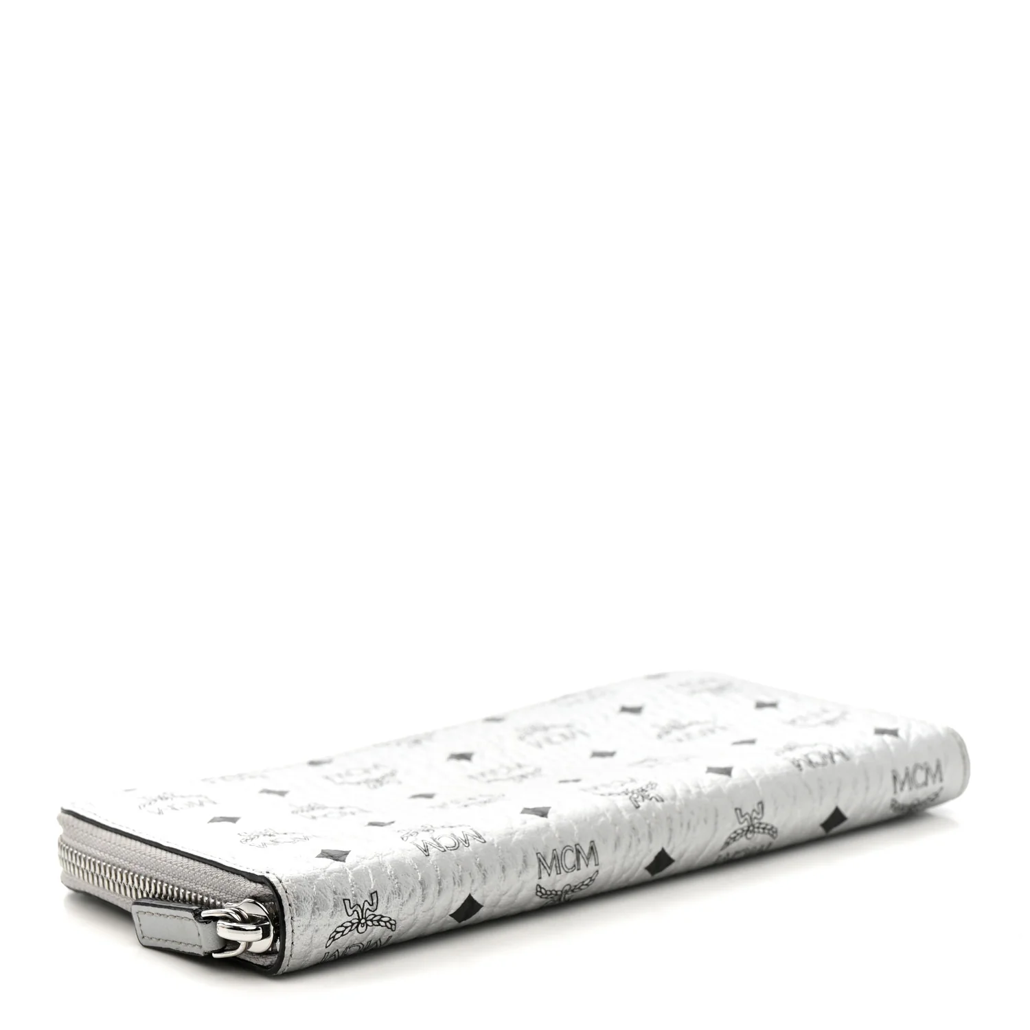 Metallic Visetos Large Zip Around Wallet Silver - Image 4
