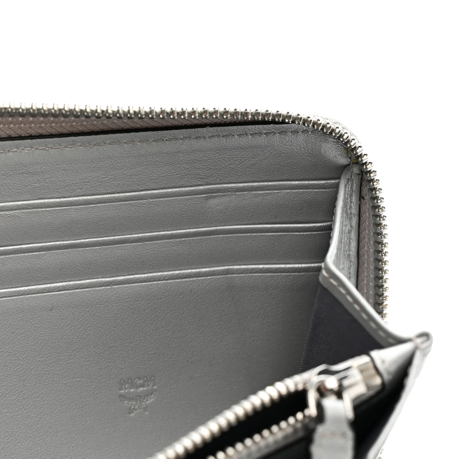 Metallic Visetos Large Zip Around Wallet Silver - Image 8
