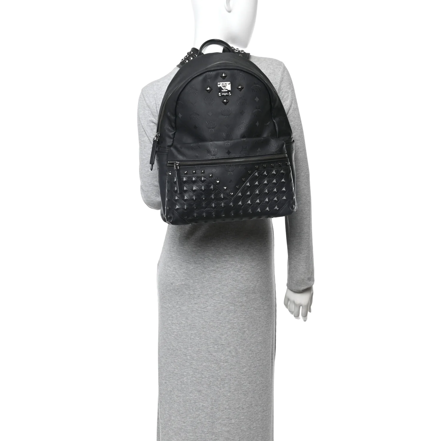 Nylon Monogram Studded Stark Medium Backpack Black - Image 2