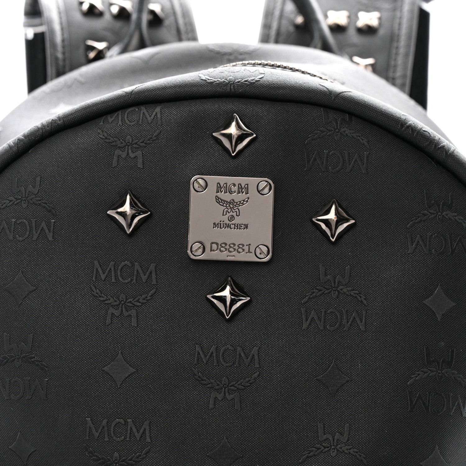 Nylon Monogram Studded Stark Medium Backpack Black - Image 7