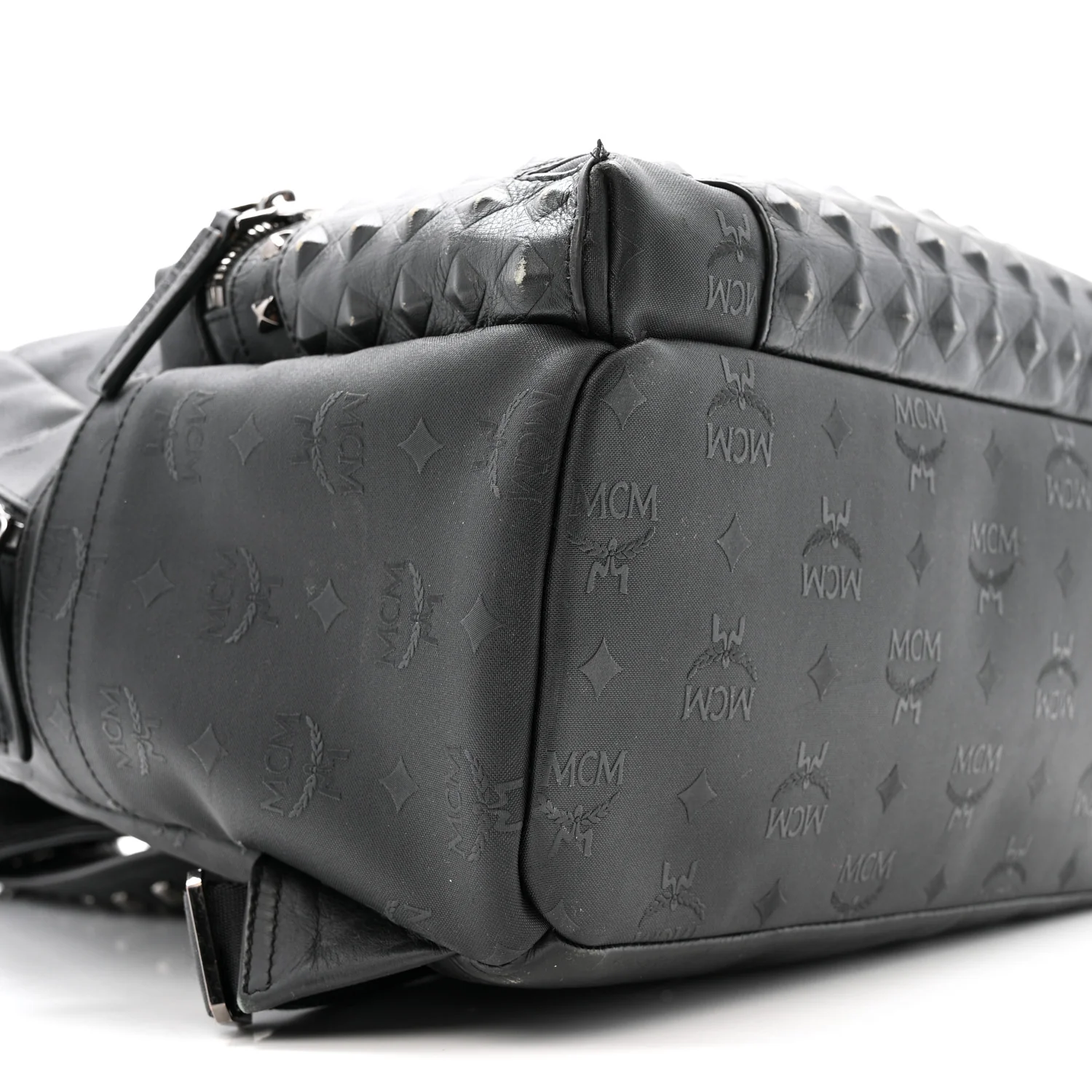 Nylon Monogram Studded Stark Medium Backpack Black - Image 8