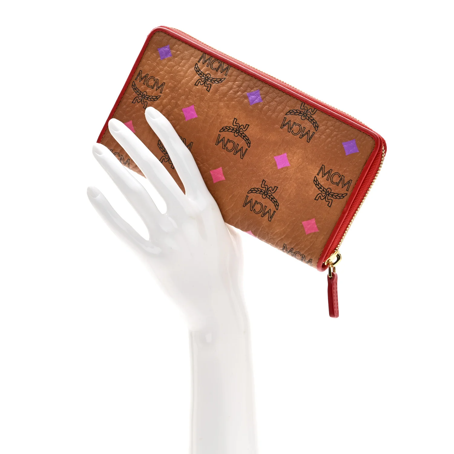 Skyoptic Visetos Zip Around Wallet Cognac Red - Image 2