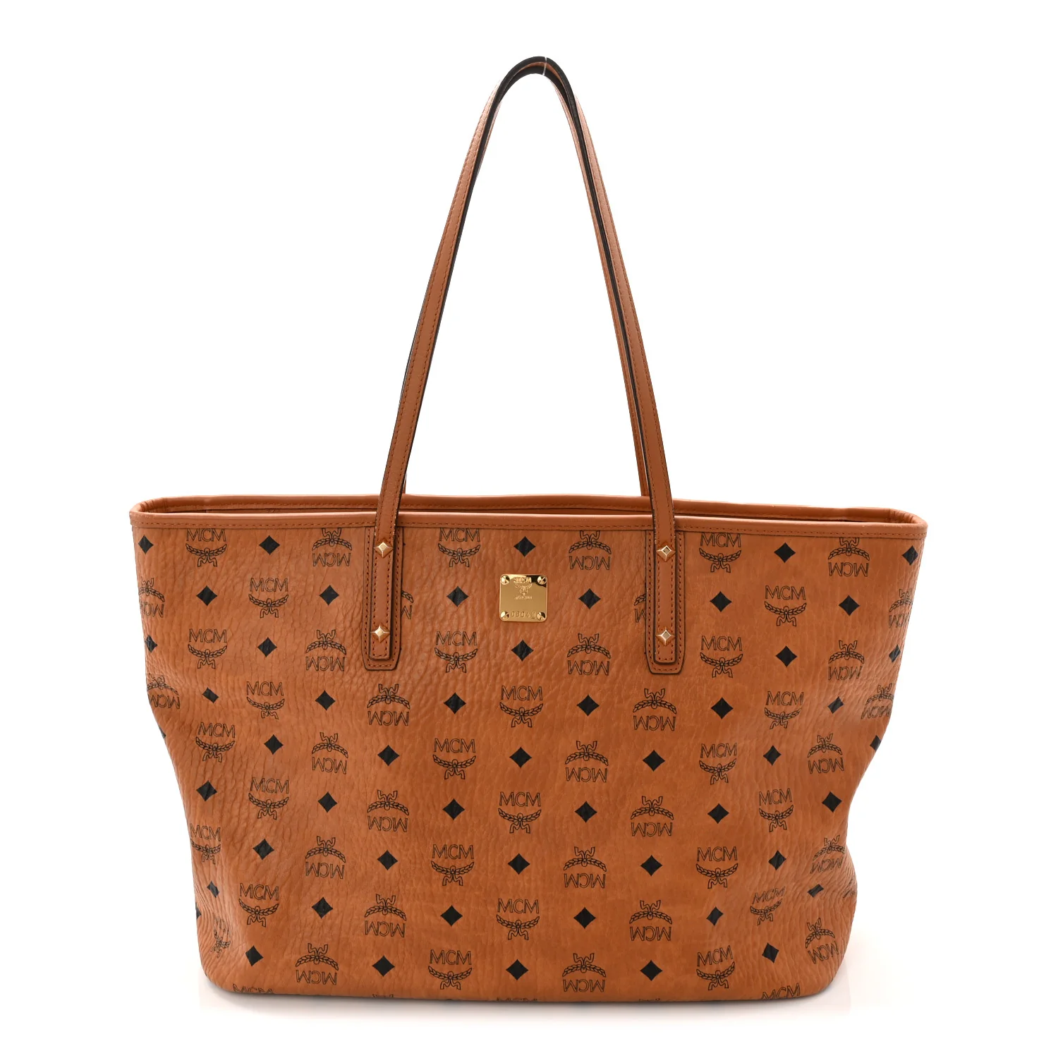 Visetos Medium Anya Top Zip Shopper Tote Cognac