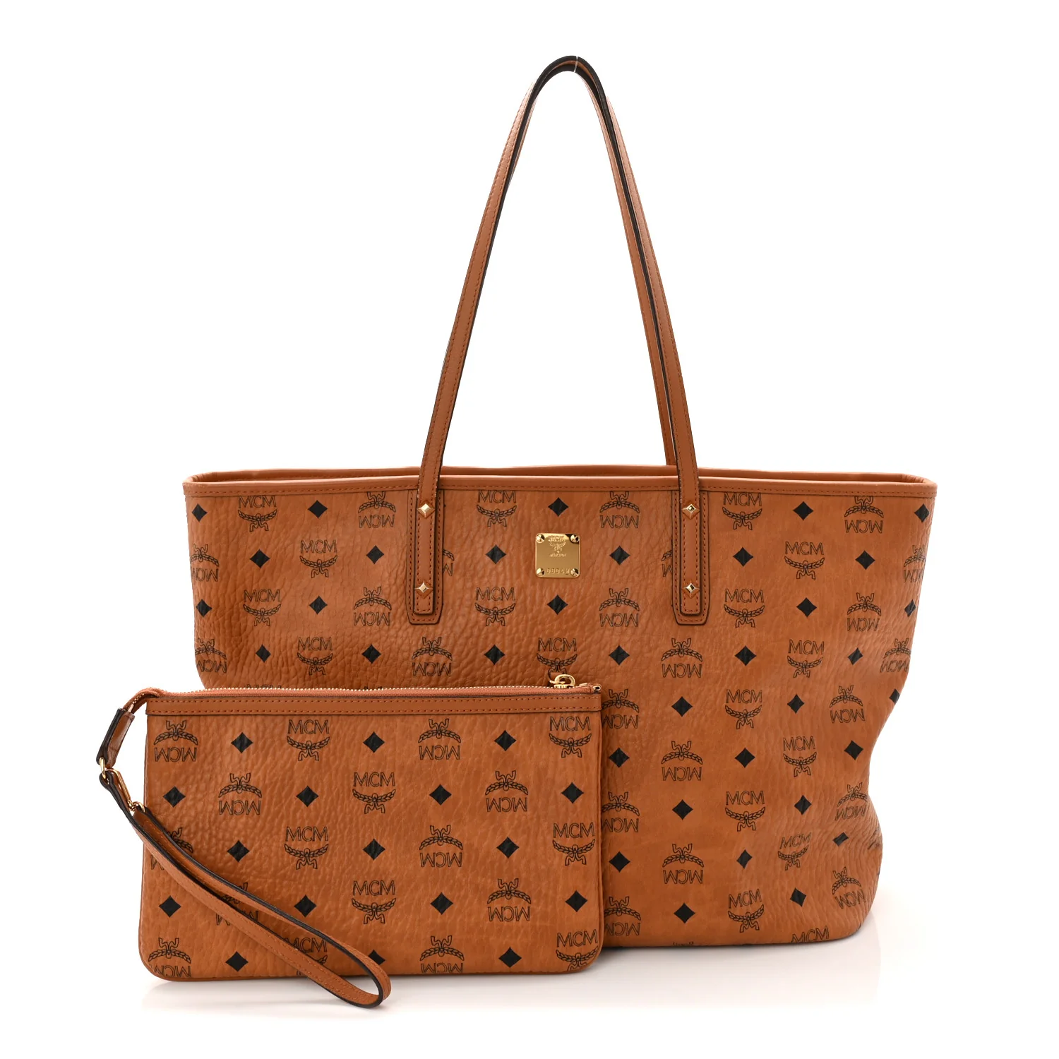 Visetos Medium Anya Top Zip Shopper Tote Cognac - Image 3