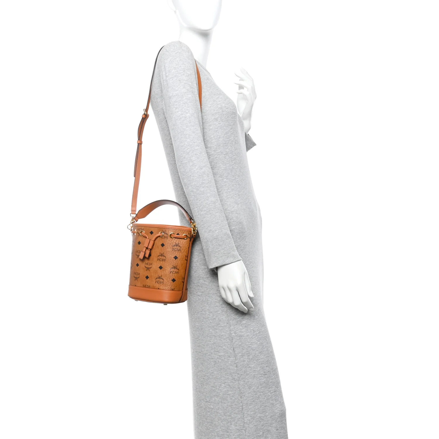Visetos Mini Dessau Drawstring Bucket Bag Cognac - Image 2