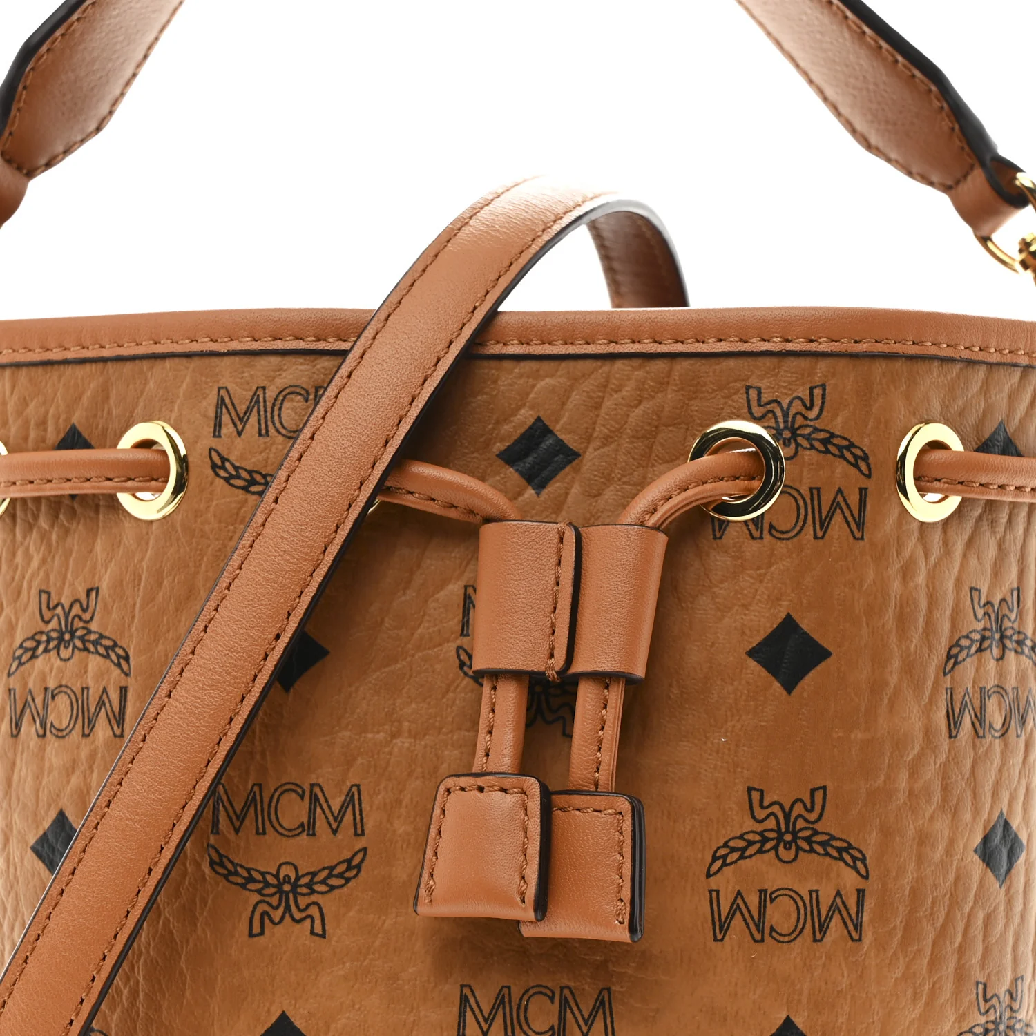Visetos Mini Dessau Drawstring Bucket Bag Cognac - Image 7