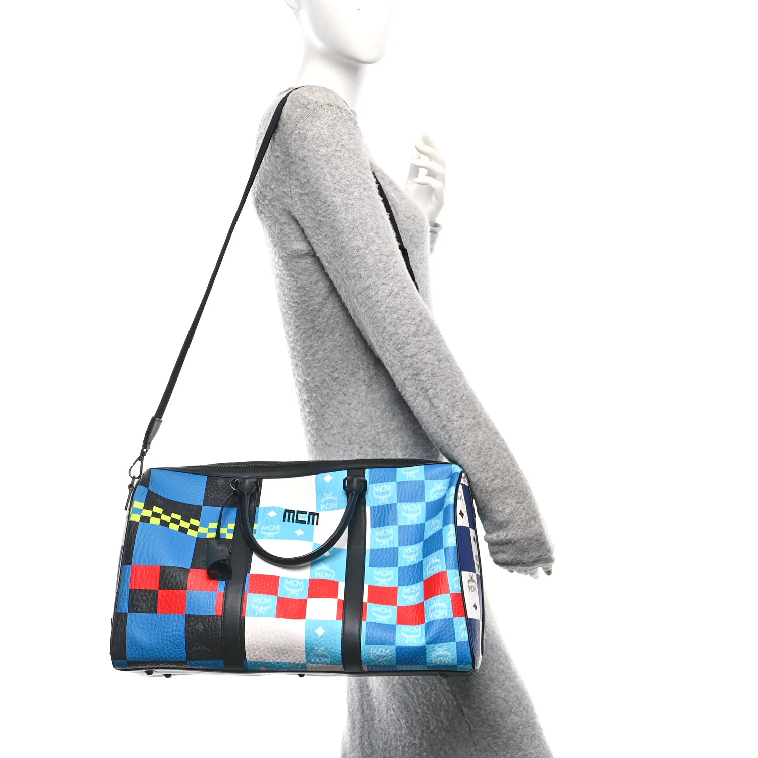 Visetos Ottomar Checkerboard Weekender Duffle Bag Blue Multicolor - Image 3