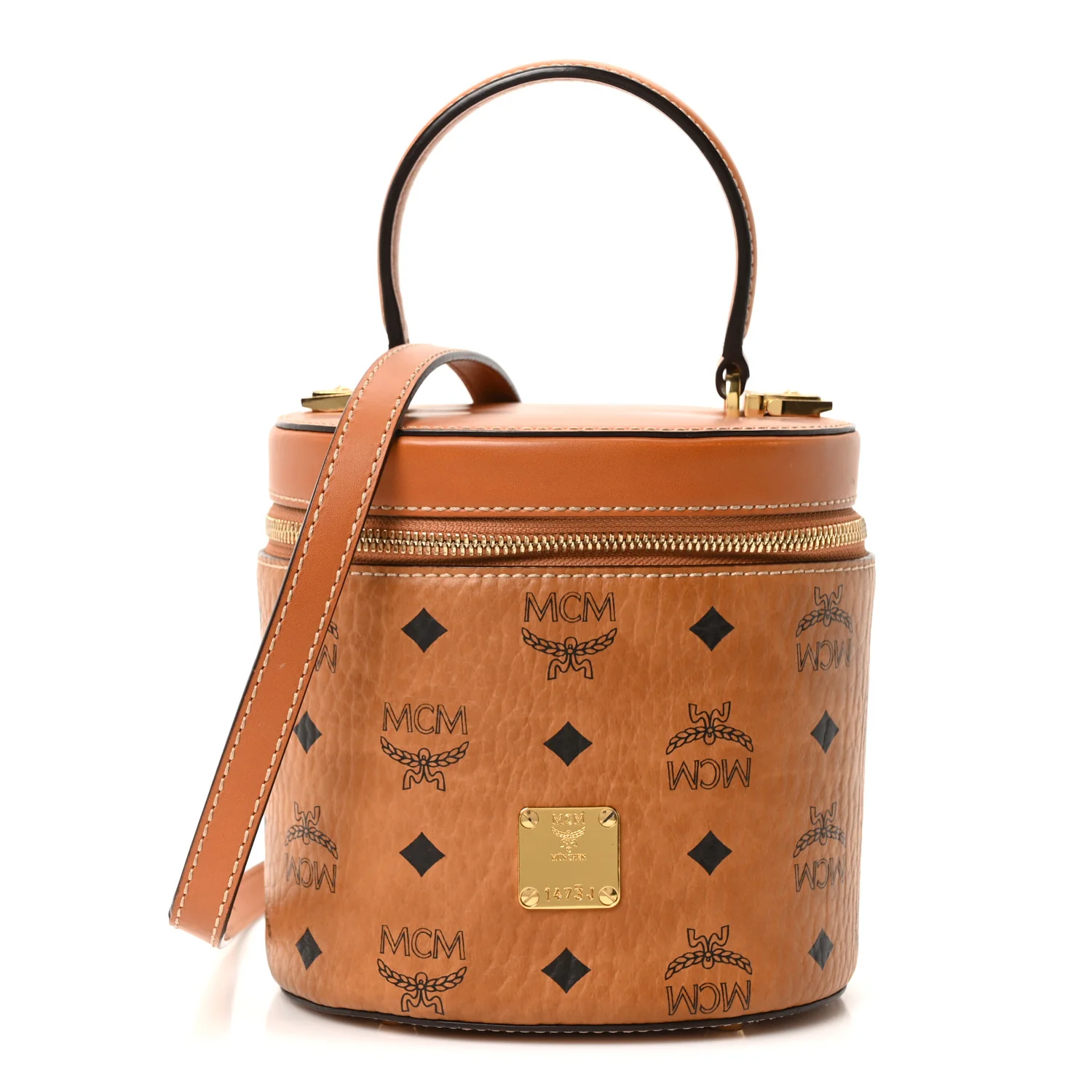 Visetos Small Cylinder Crossbody Bag Cognac