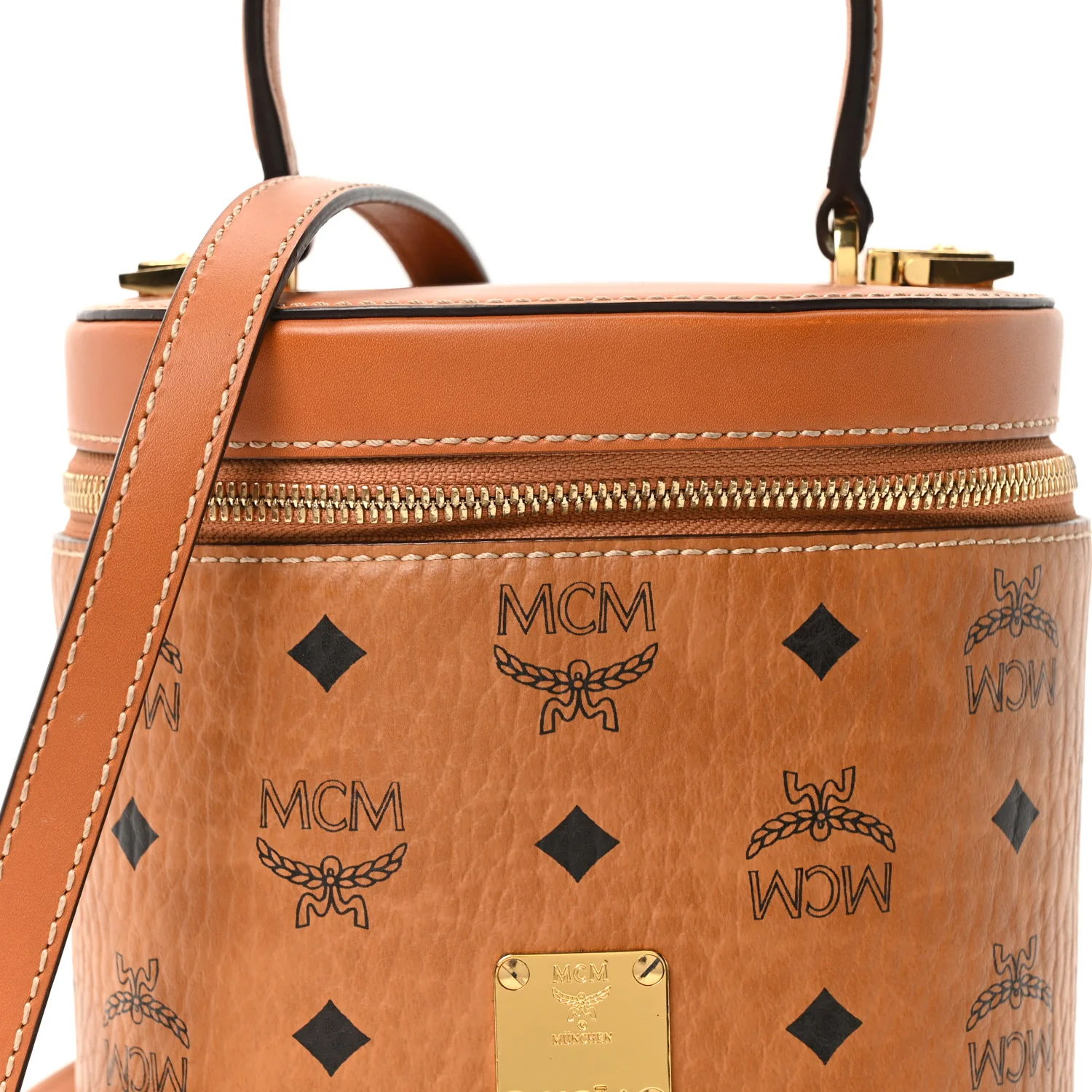 Visetos Small Cylinder Crossbody Bag Cognac - Image 8