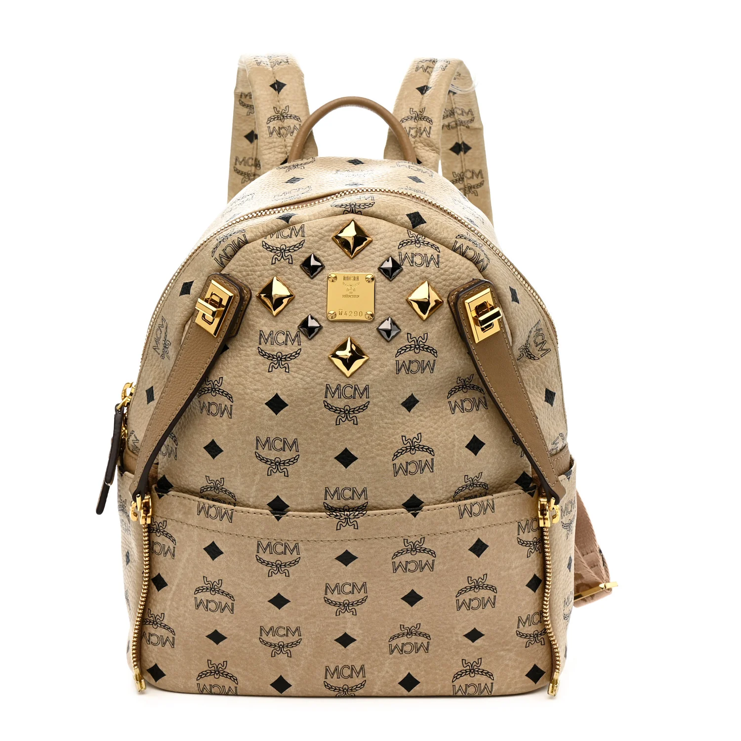 Visetos Studded Small Dual Stark Backpack Beige