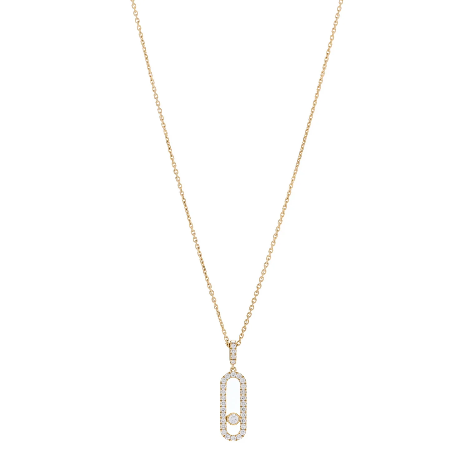 18K Yellow Gold Diamond LM Move Uno Pave Pendant Necklace