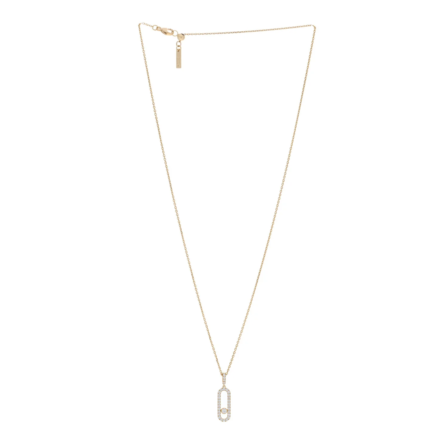 18K Yellow Gold Diamond LM Move Uno Pave Pendant Necklace - Image 3