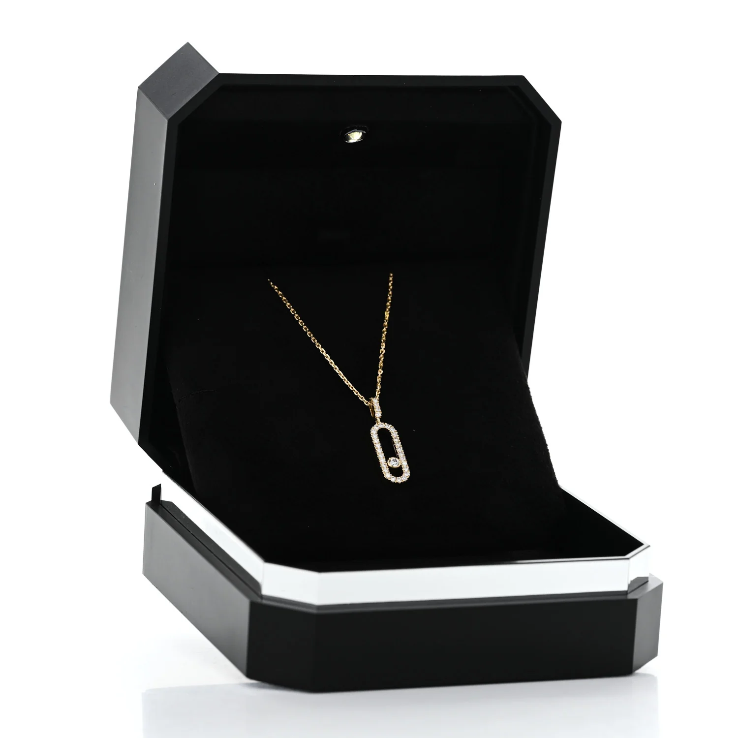 18K Yellow Gold Diamond LM Move Uno Pave Pendant Necklace - Image 6