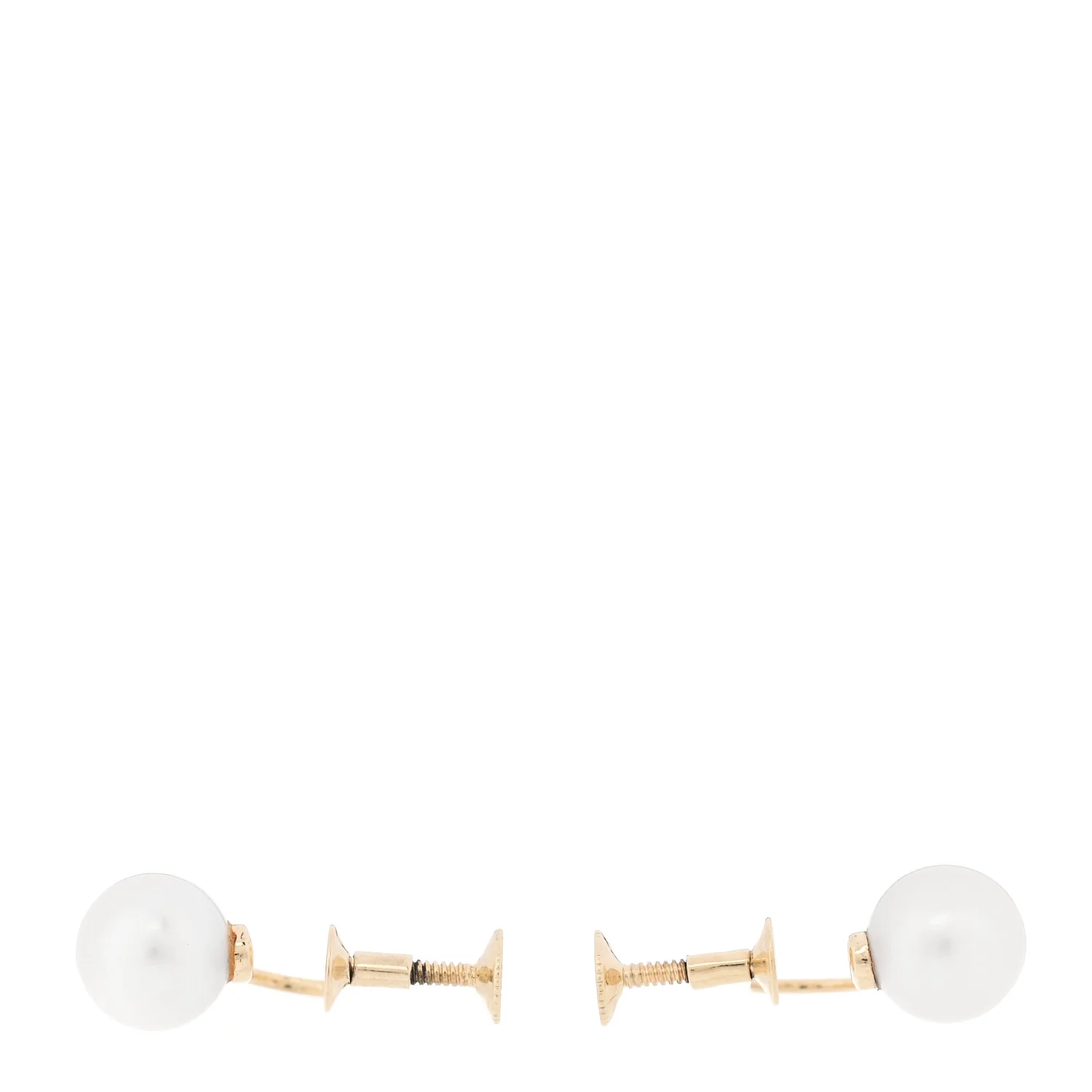14K Yellow Gold Akoya Cultured Pearl 8-8.5mm Screw Back Earrings - Image 3