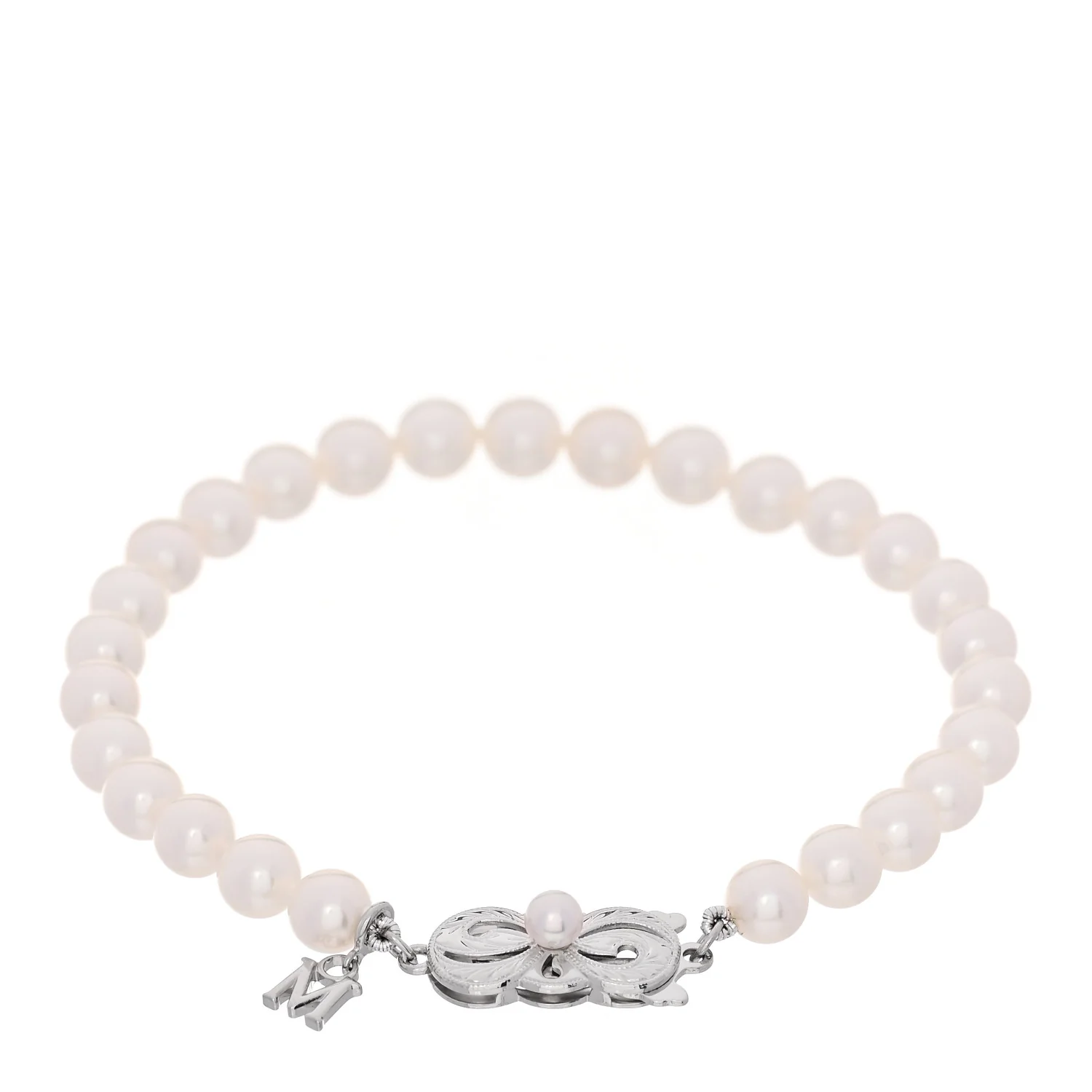 18K White Gold Akoya Cultured Pearl 5.5-6mm Strand Bracelet - Image 2