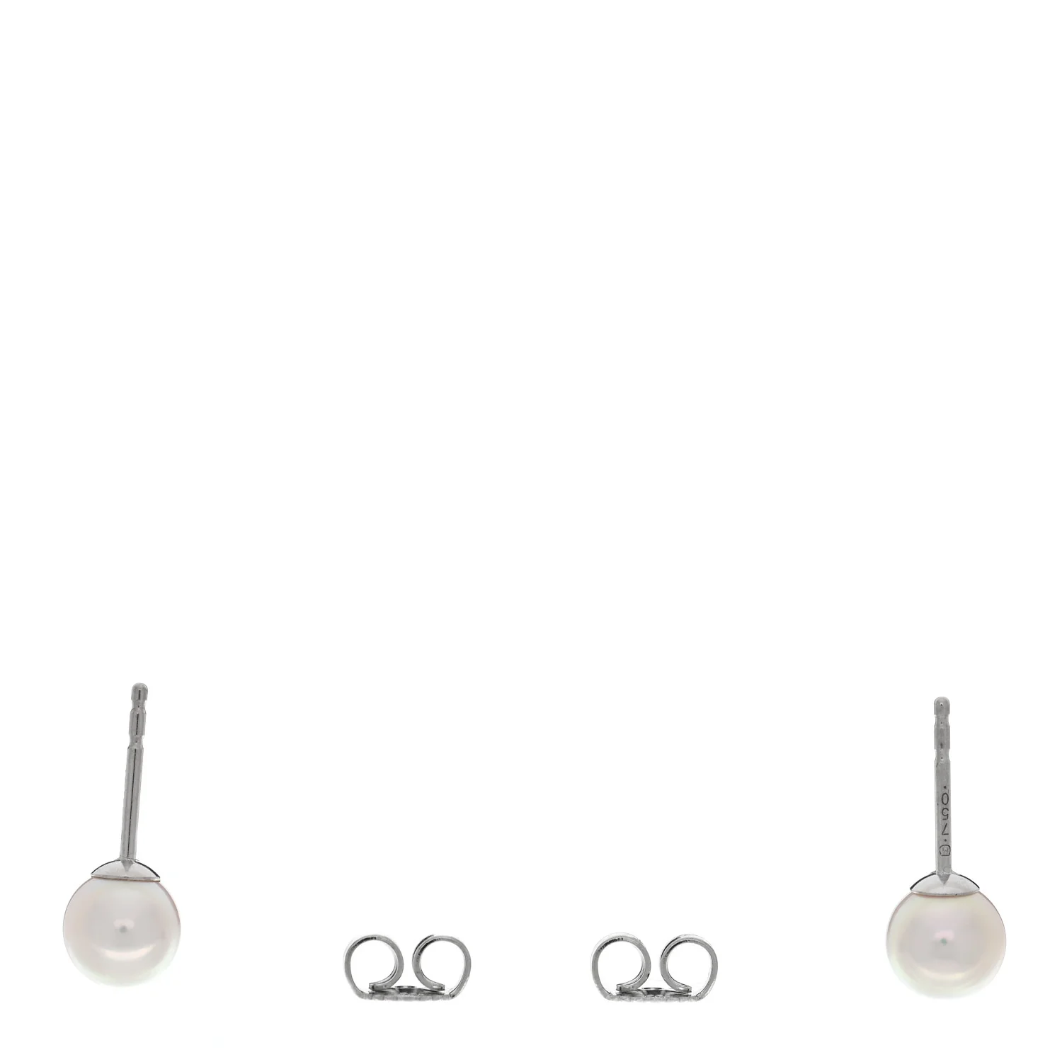 18K White Gold Akoya Cultured Pearl 6-6.5mm Stud Earrings - Image 3