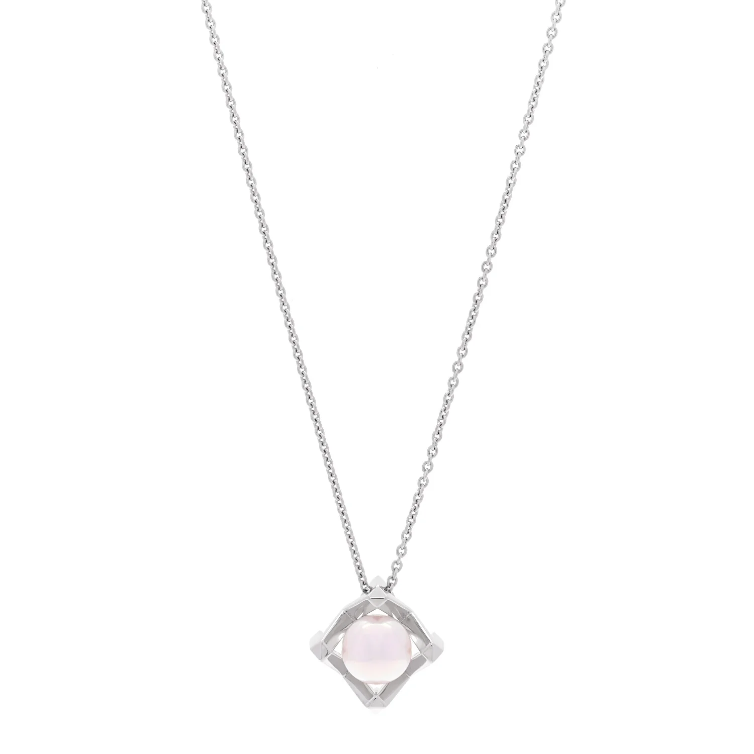 18K White Gold Akoya Cultured Pearl 7.5mm M Collection Pendant Necklace