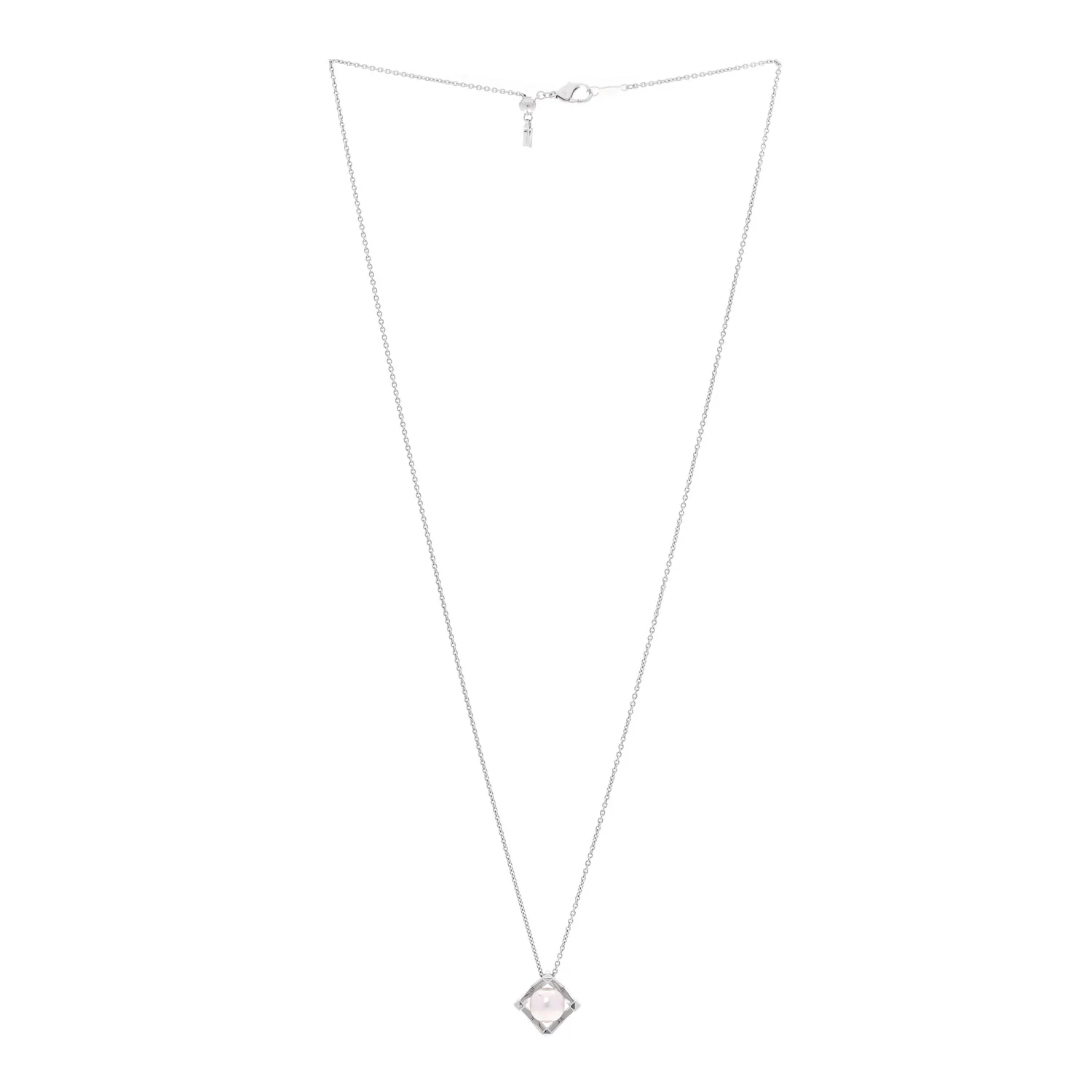 18K White Gold Akoya Cultured Pearl 7.5mm M Collection Pendant Necklace - Image 3