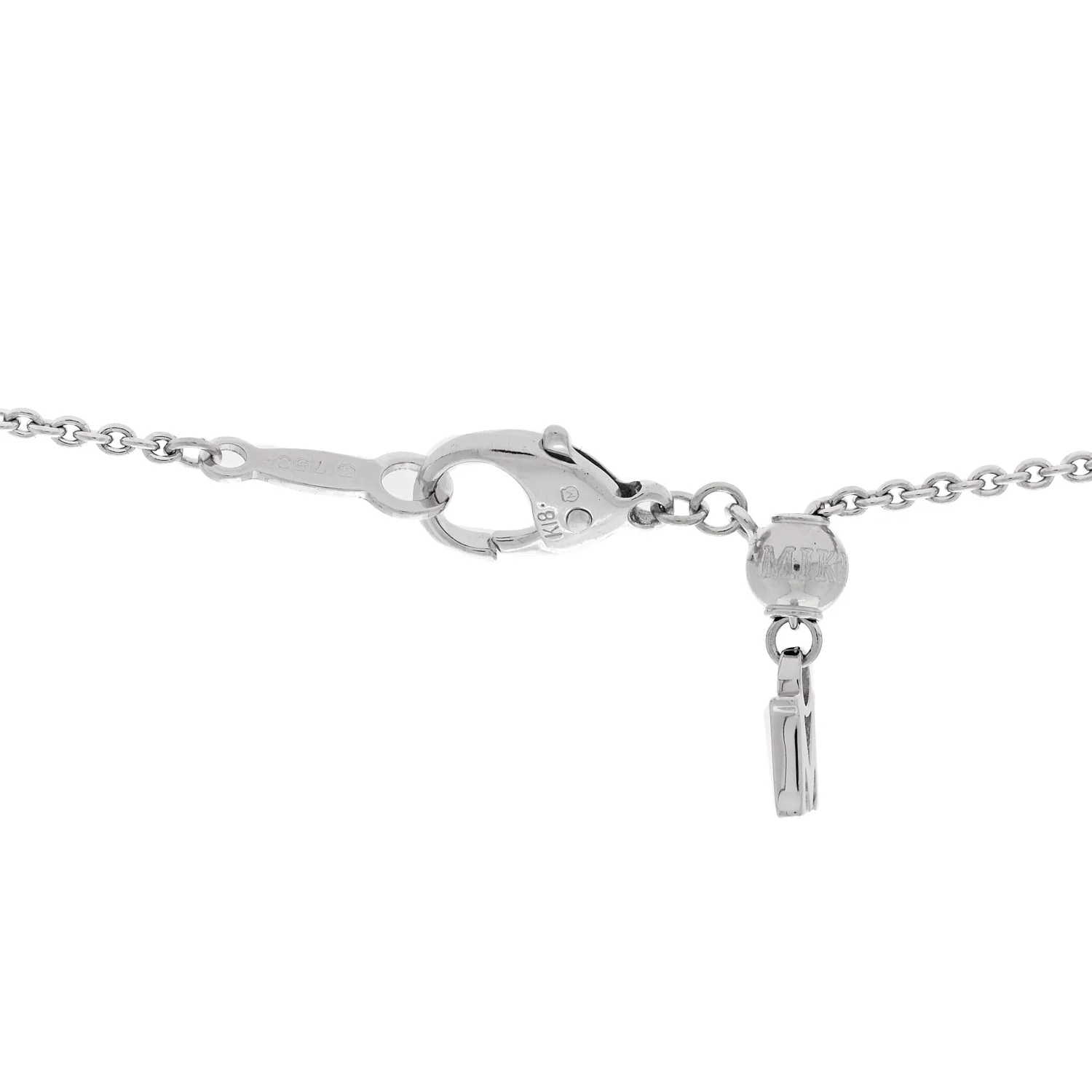 18K White Gold Akoya Cultured Pearl 7.5mm M Collection Pendant Necklace - Image 4