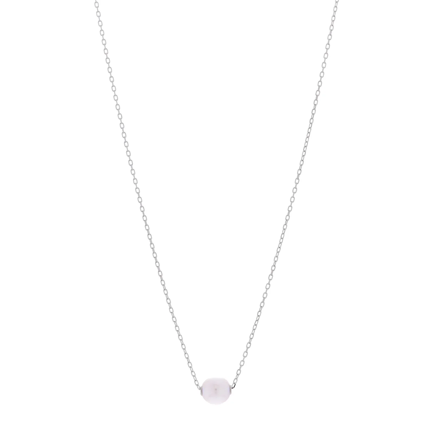 18K White Gold Akoya Cultured Pearl 8-8.5mm Single Pendant Necklace