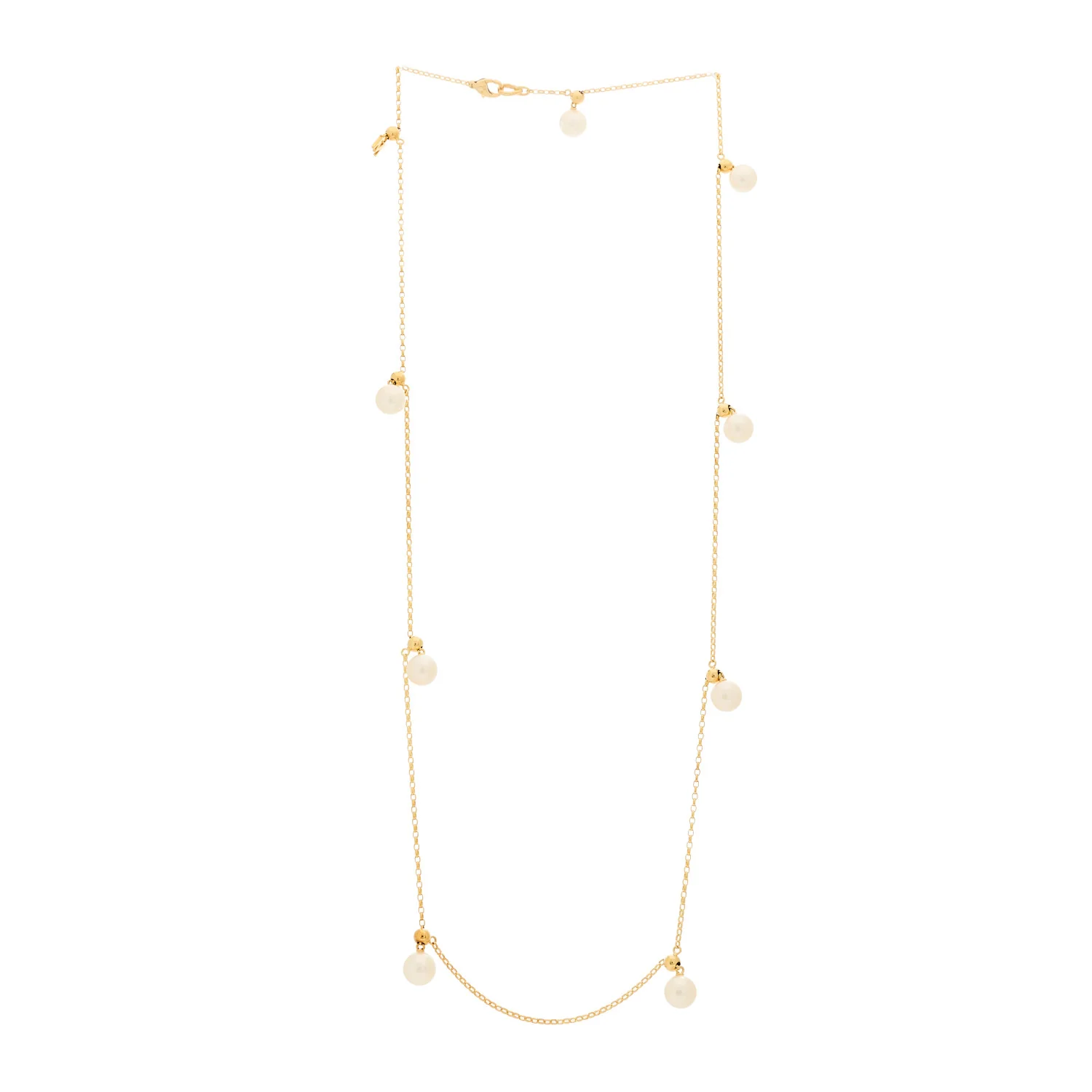 18K Yellow Gold Akoya Cultured Pearl 7.5-8mm Charms Necklace - Image 3