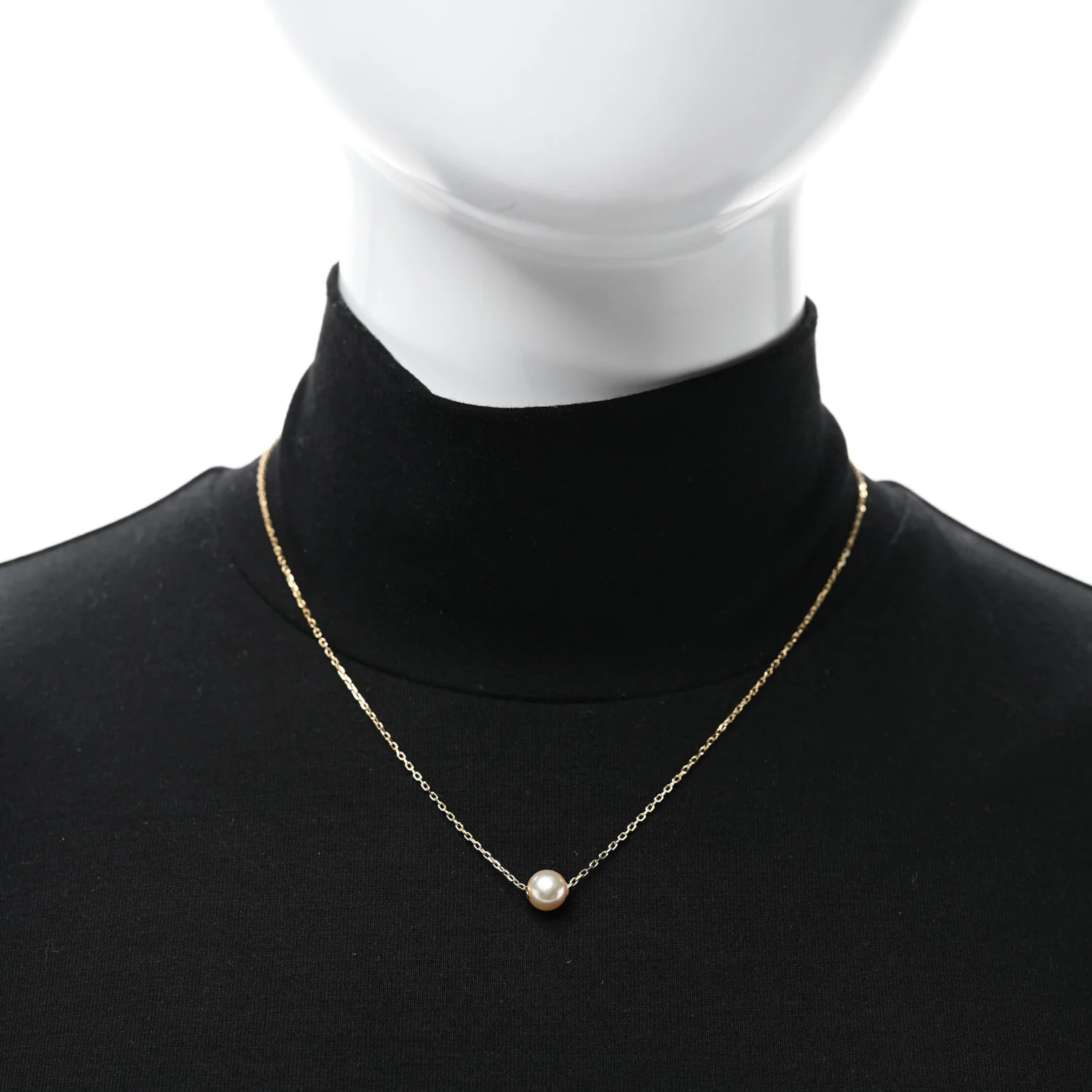 18K Yellow Gold Akoya Pearl 7-7.5mm Single Pendant Necklace - Image 3