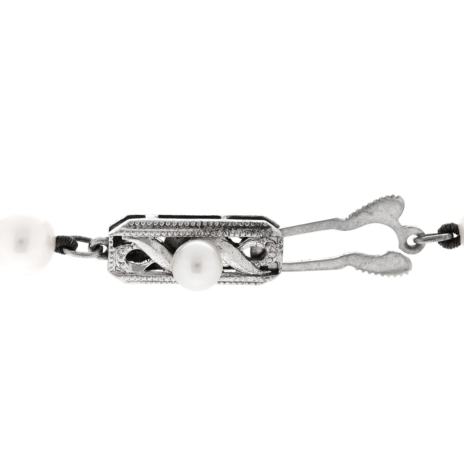 Sterling Silver Akoya Cultured Pearl 6mm Strand Necklace 15" - Image 4