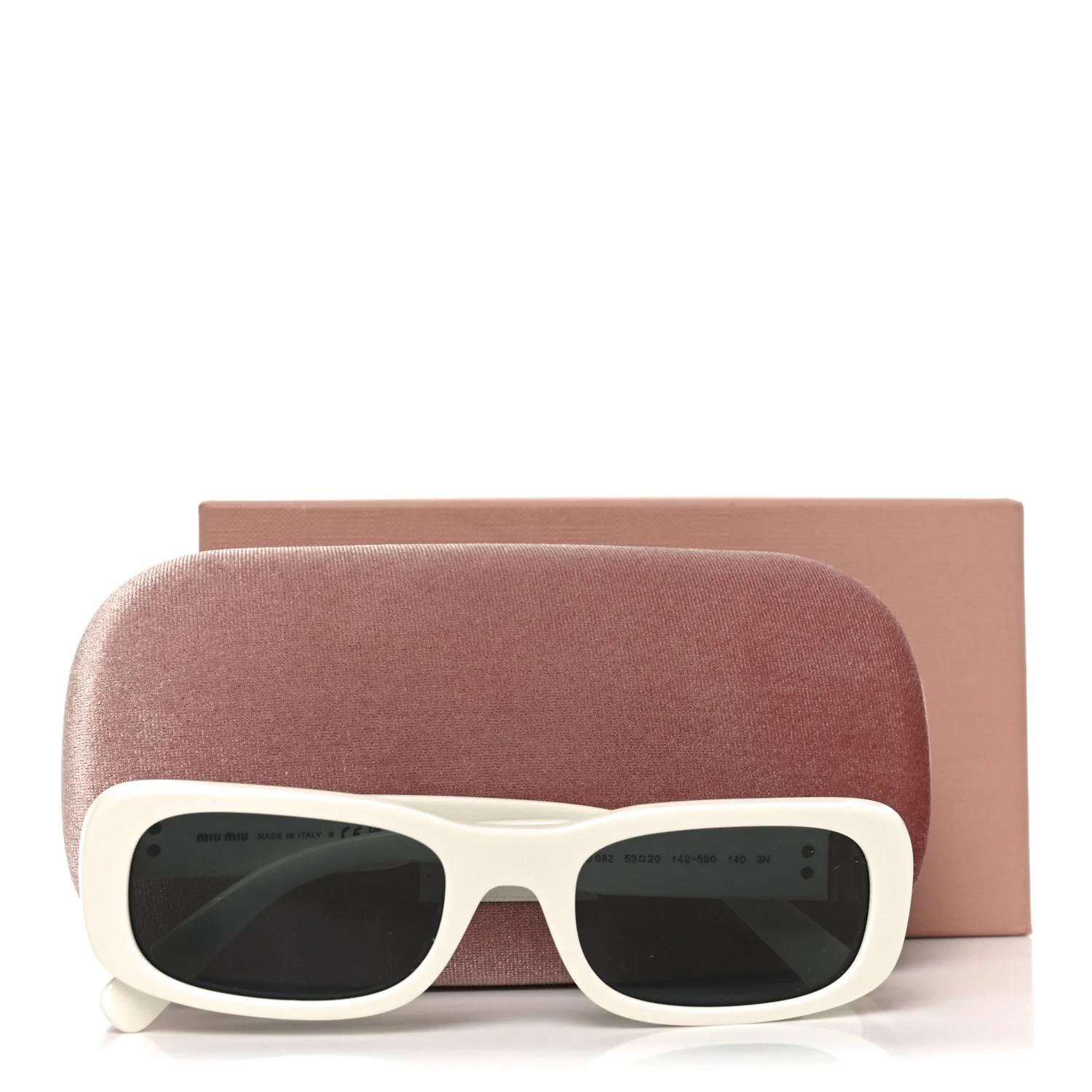 Acetate Rectangle Sunglasses SMU 08Z White - Image 7