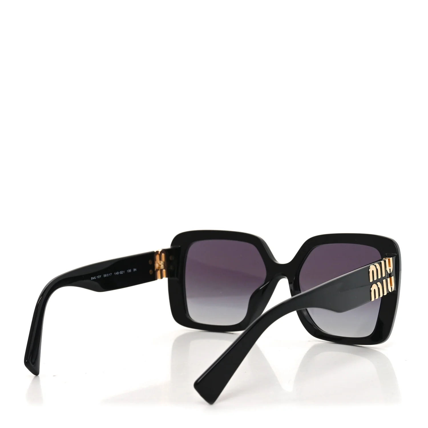Acetate Rectangle Sunglasses SMU 10Y Black - Image 4