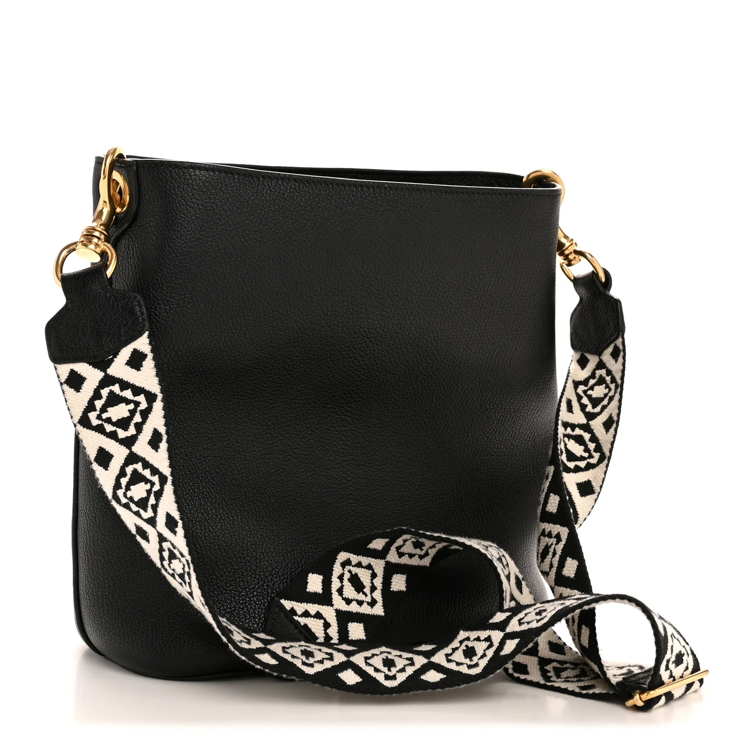 Calfskin Madras Shoulder Bag Black - Image 3