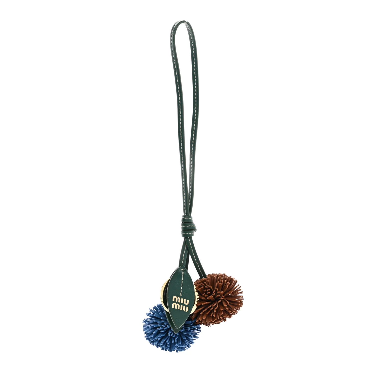 Calfskin Trick Bag Charm Billiard Green Wave Blue Cognac