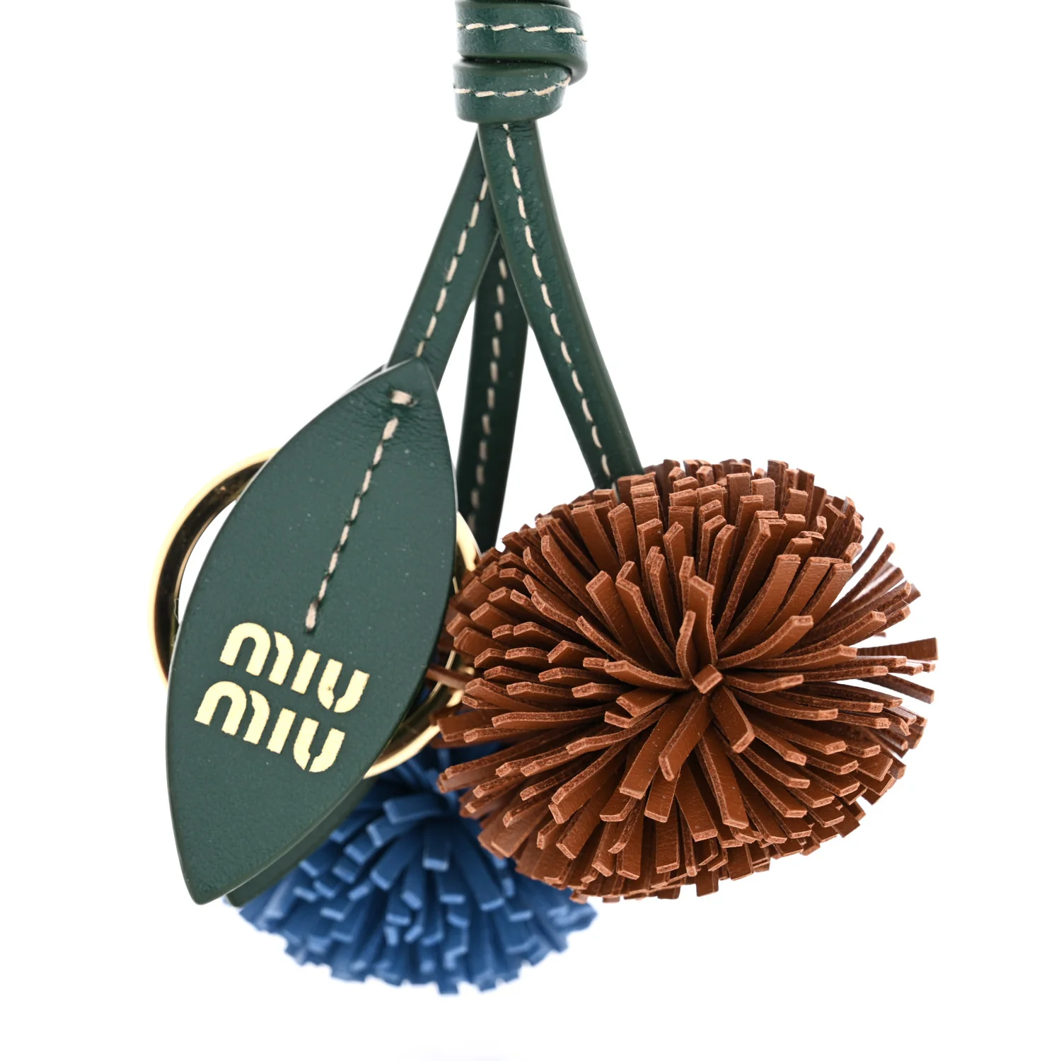 Calfskin Trick Bag Charm Billiard Green Wave Blue Cognac - Image 3