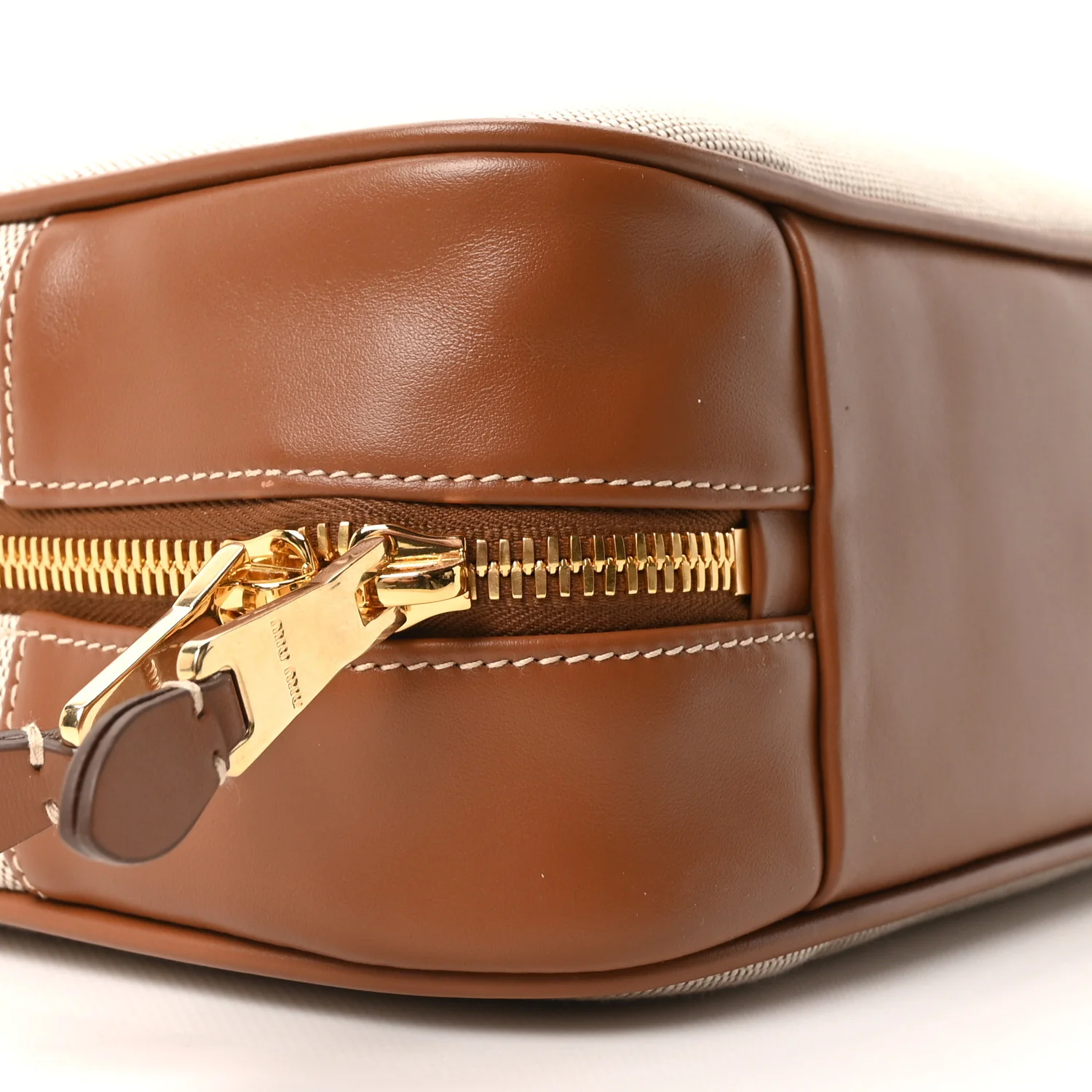 Canvas Calfskin Large Beau Top Handle Bag Naturale Brandy - Image 8