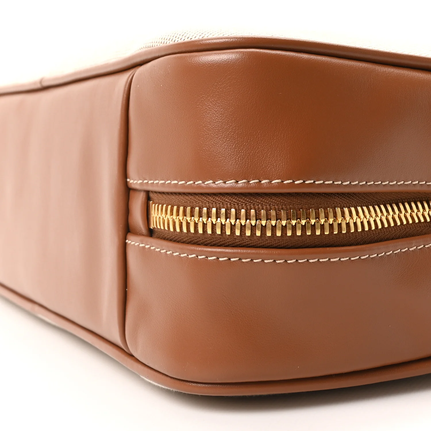 Canvas Calfskin Large Beau Top Handle Bag Naturale Brandy - Image 9