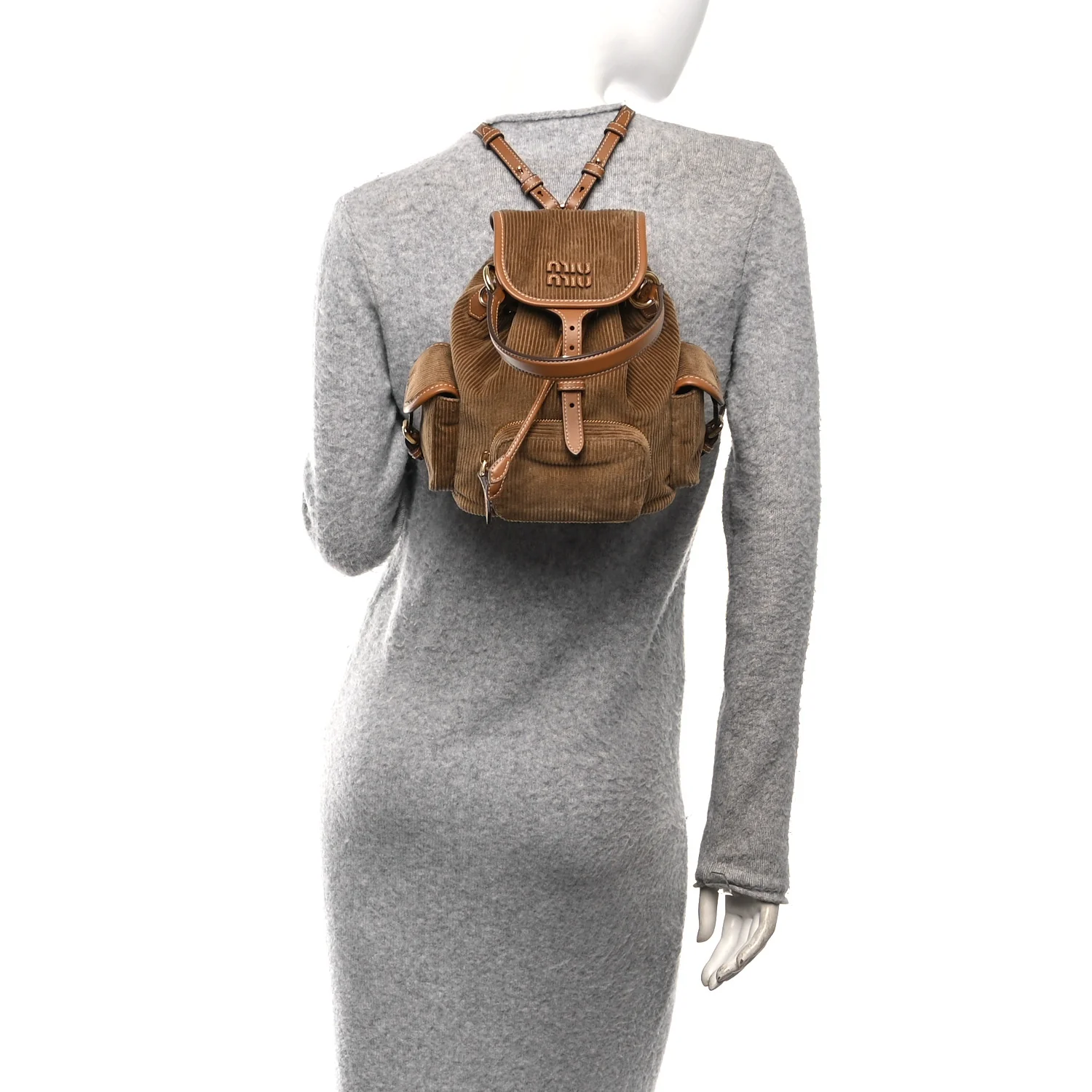 Corduroy Soft Mini Backpack Cannella - Image 2