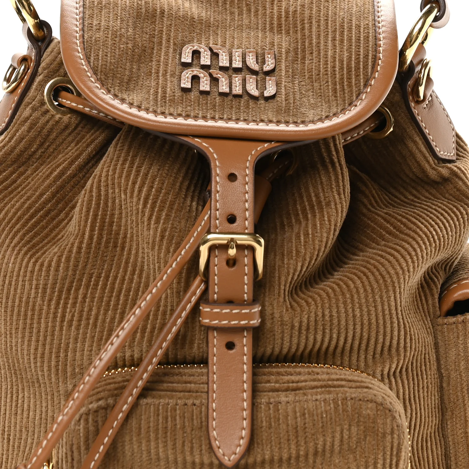 Corduroy Soft Mini Backpack Cannella - Image 7