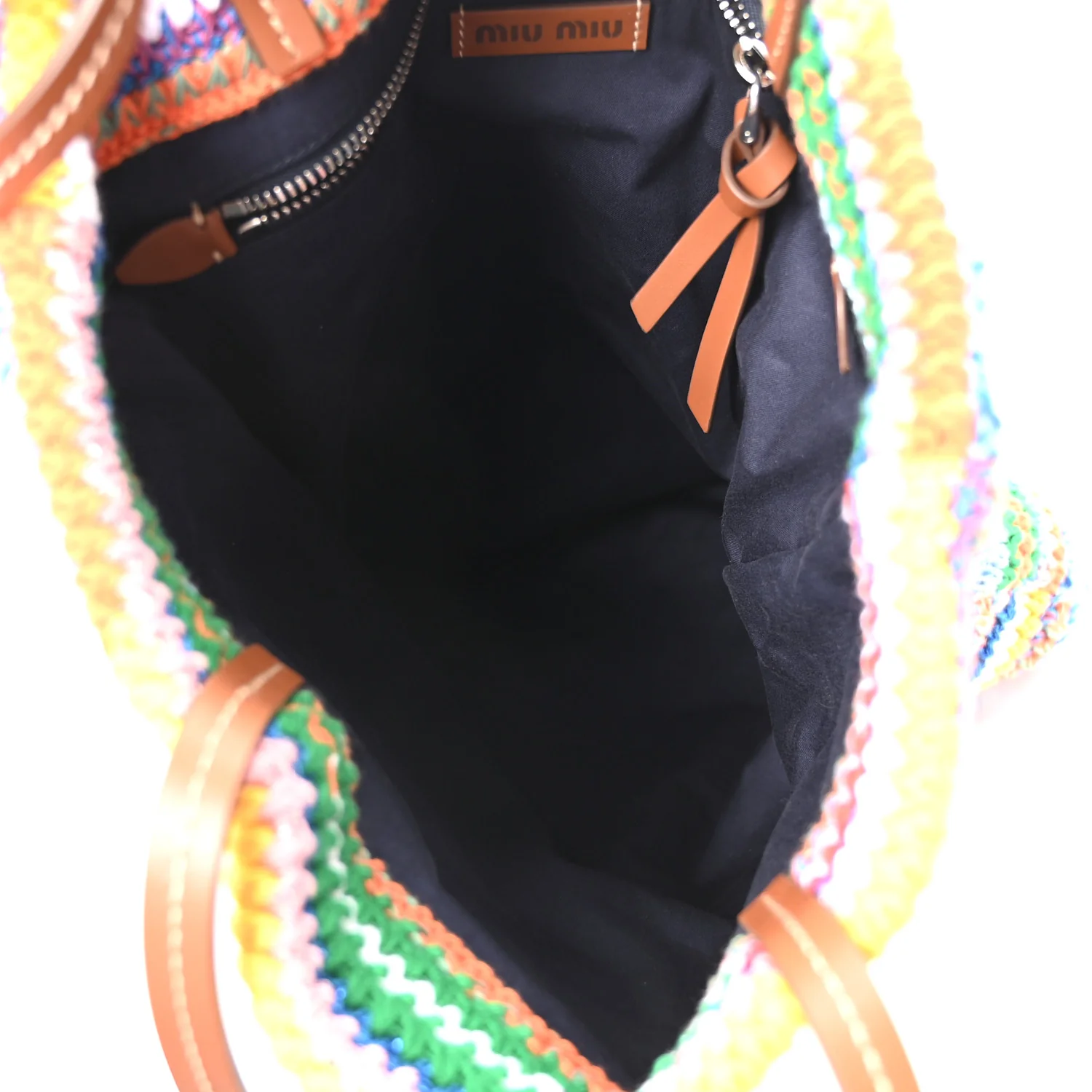 Cotton Crochet Stripe Vertical Tote Bag Multicolor - Image 5