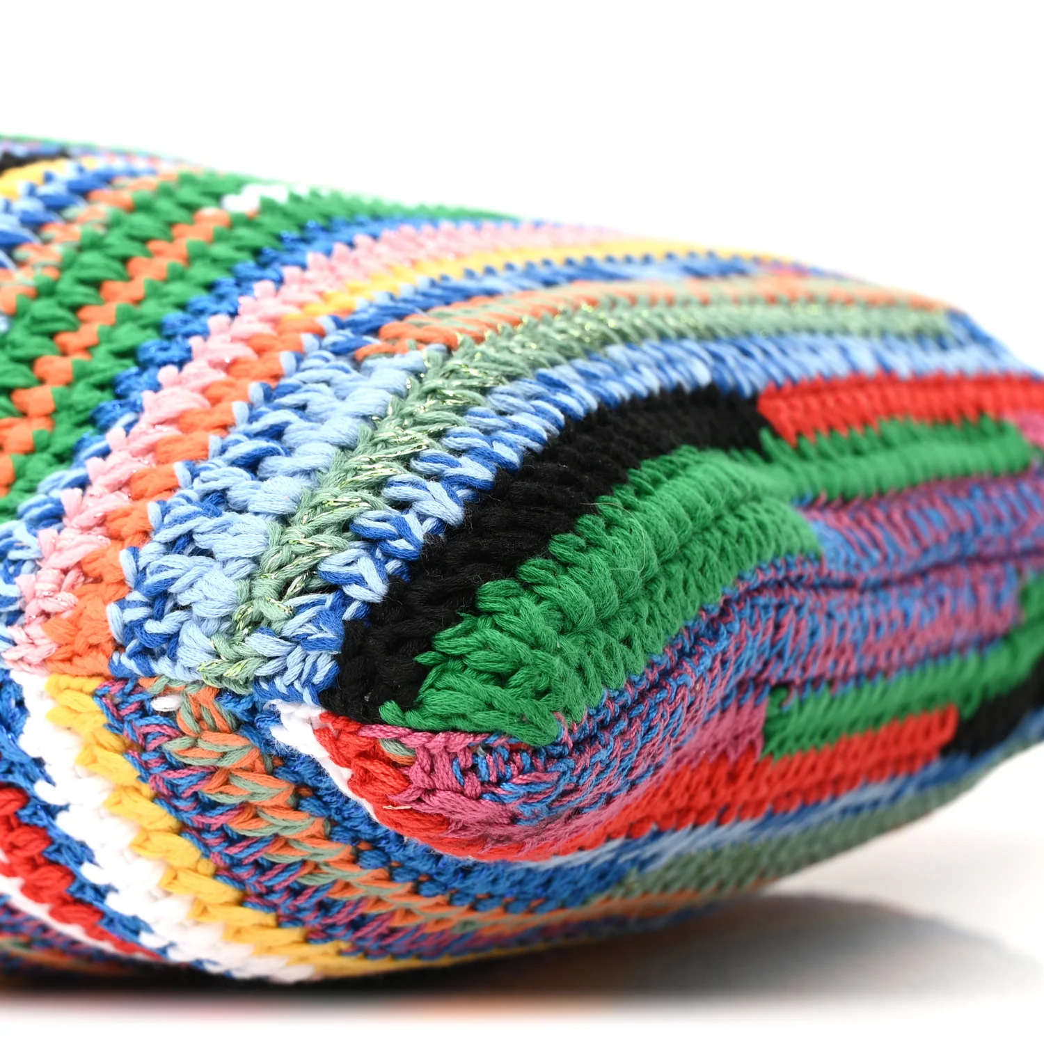 Cotton Crochet Stripe Vertical Tote Bag Multicolor - Image 8