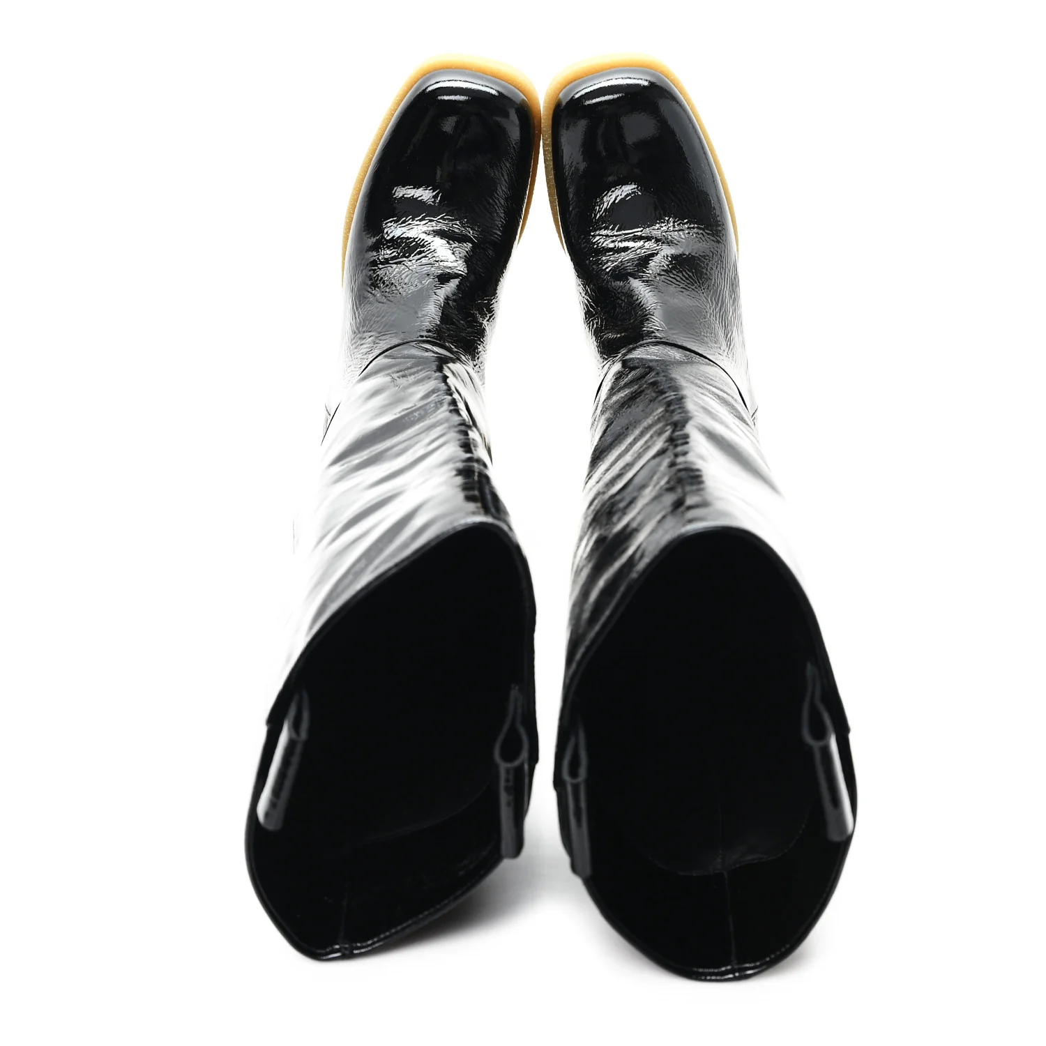 Crinkled Patent Calfskin Knee High Boots 37.5 Black - Image 2