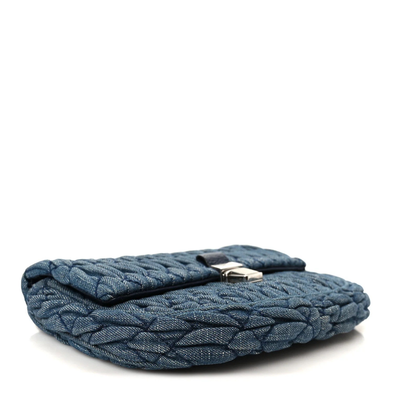 Denim Matelasse Crystal Chain Crossbody Bag Blue - Image 4