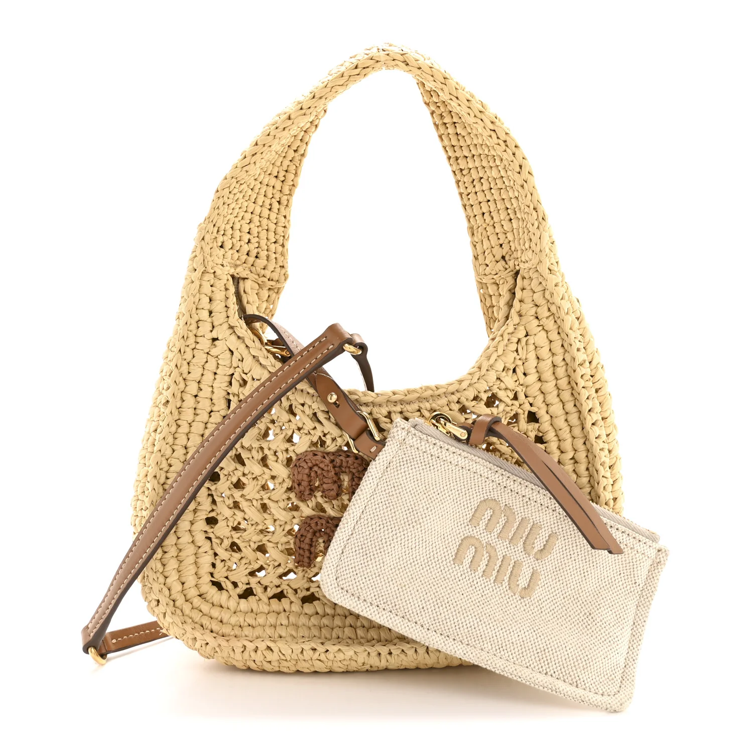 Fabric Crochet Wander Hobo Beige Khaki - Image 3